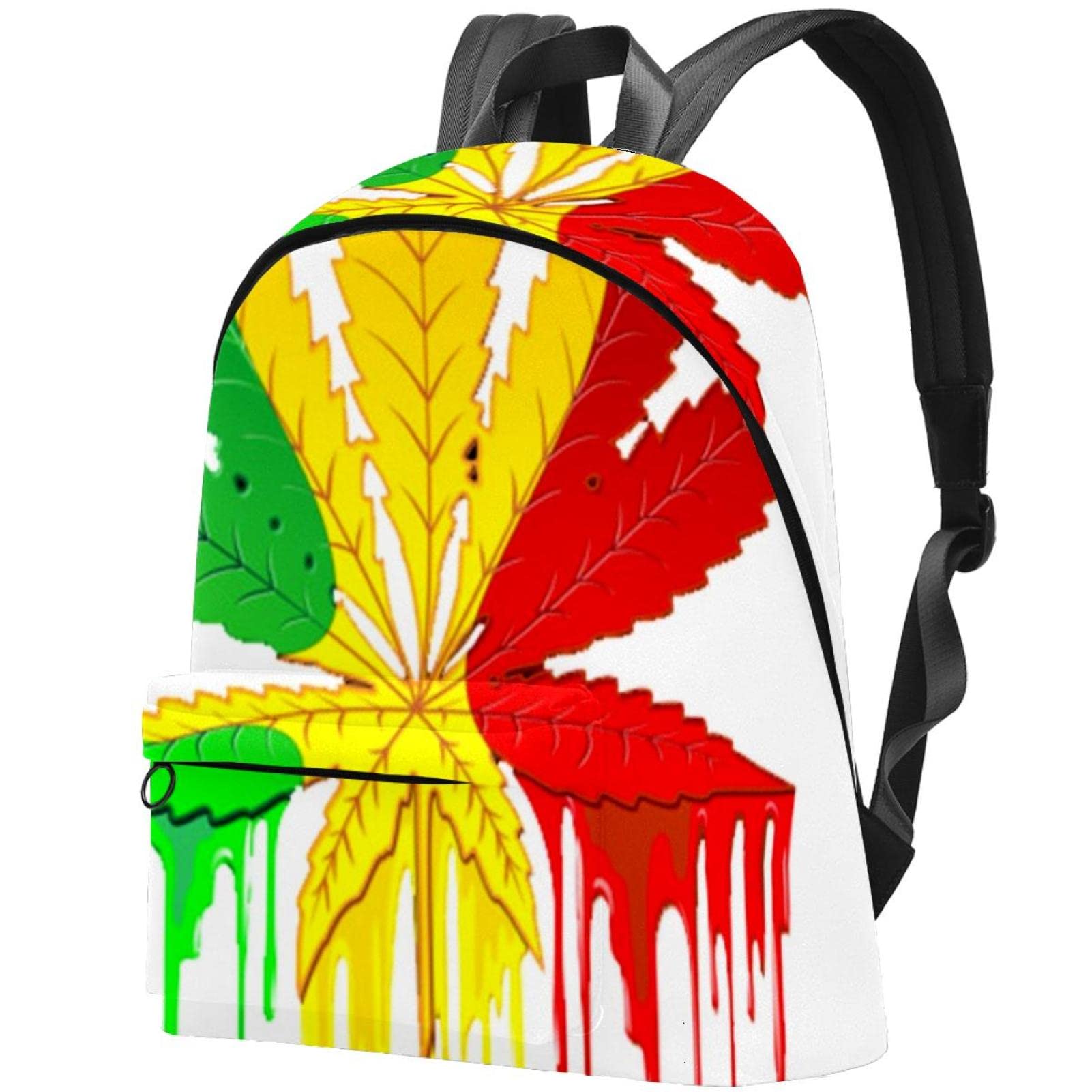 Stylish Watercolor Leaves Printed Canvas Backpack for College, Travel - Durable Unisex Backpack for Women & Men - Perfect for School, Commuting & Outdoor Adventures