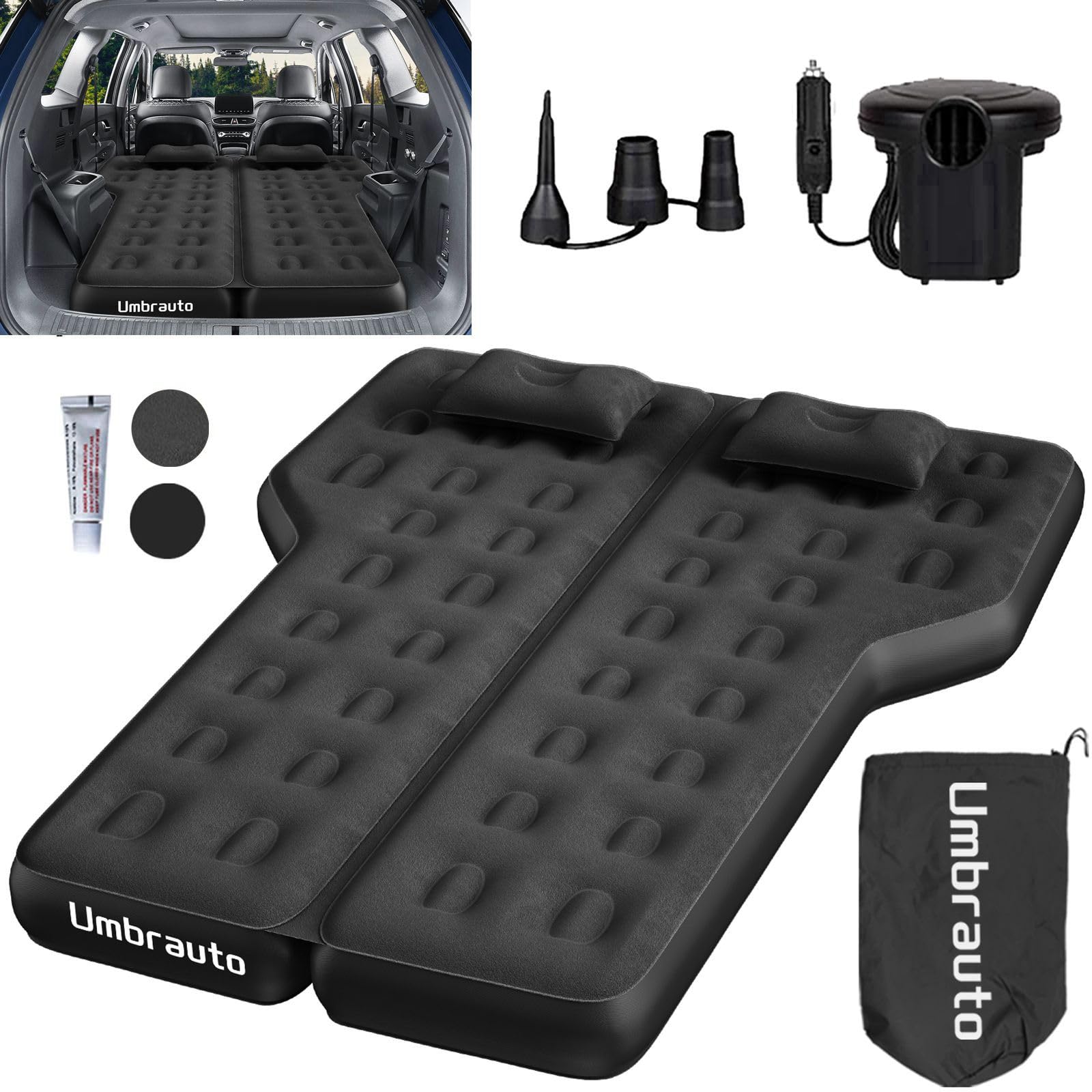 **Upgraded Thickened SUV Air Mattress Bed with Electric Pump – Portable Inflatable Car Sleeping Airbed for Camping, Travel & Road Trips | Includes Pillows & Repair Patch Kit**    *(Perfect for SUV Back Trunk Camping, Long-Distance Travel, and Outdoor Adventures!)*