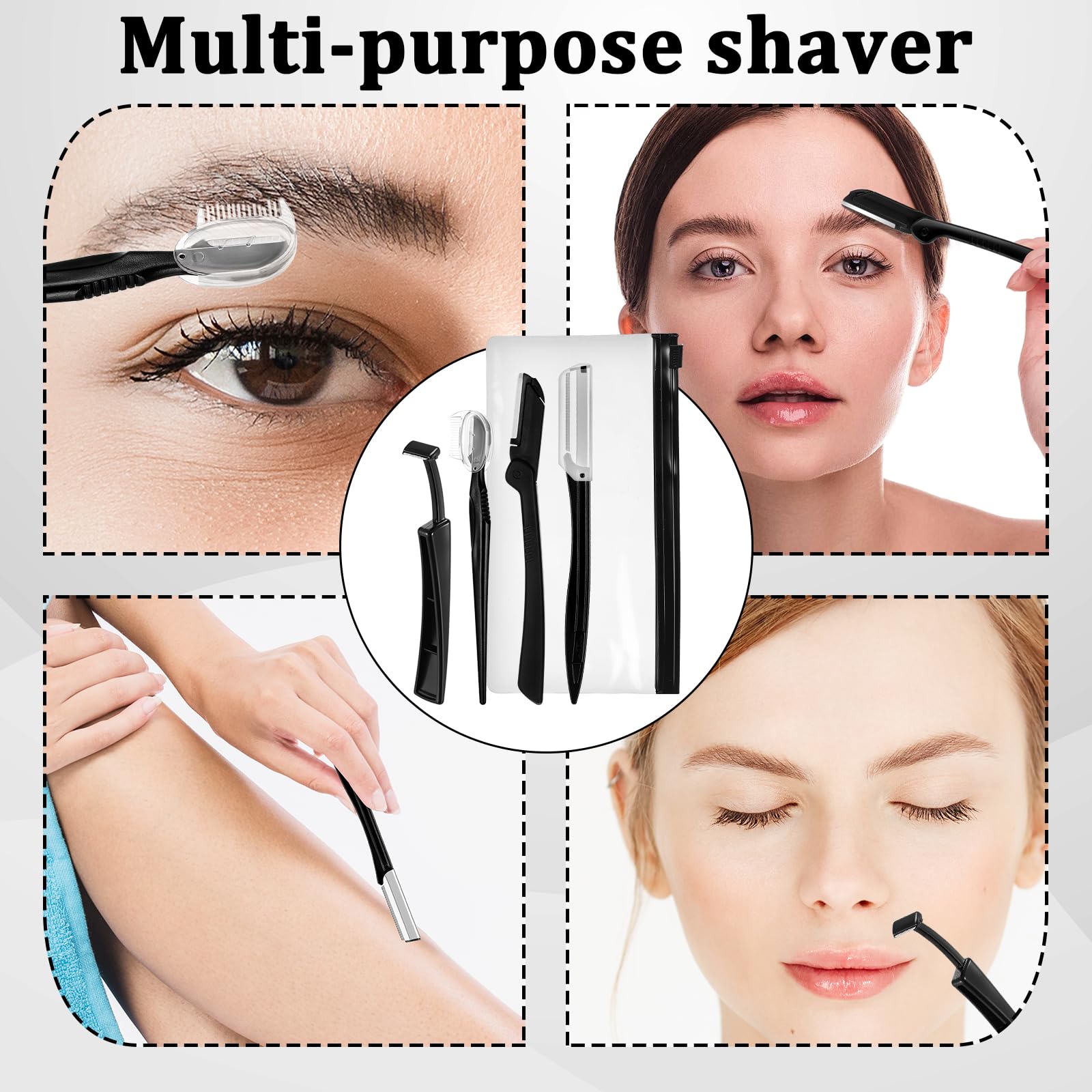4 Pack Eyebrow Razors for Women - Precision Facial Hair Remover with Exfoliating Blades | Dermaplaning Tool for Peach Fuzz & Smooth Skin | Perfect for Eyebrow Shaping, Facial Hair Removal & At-Home Spa Days