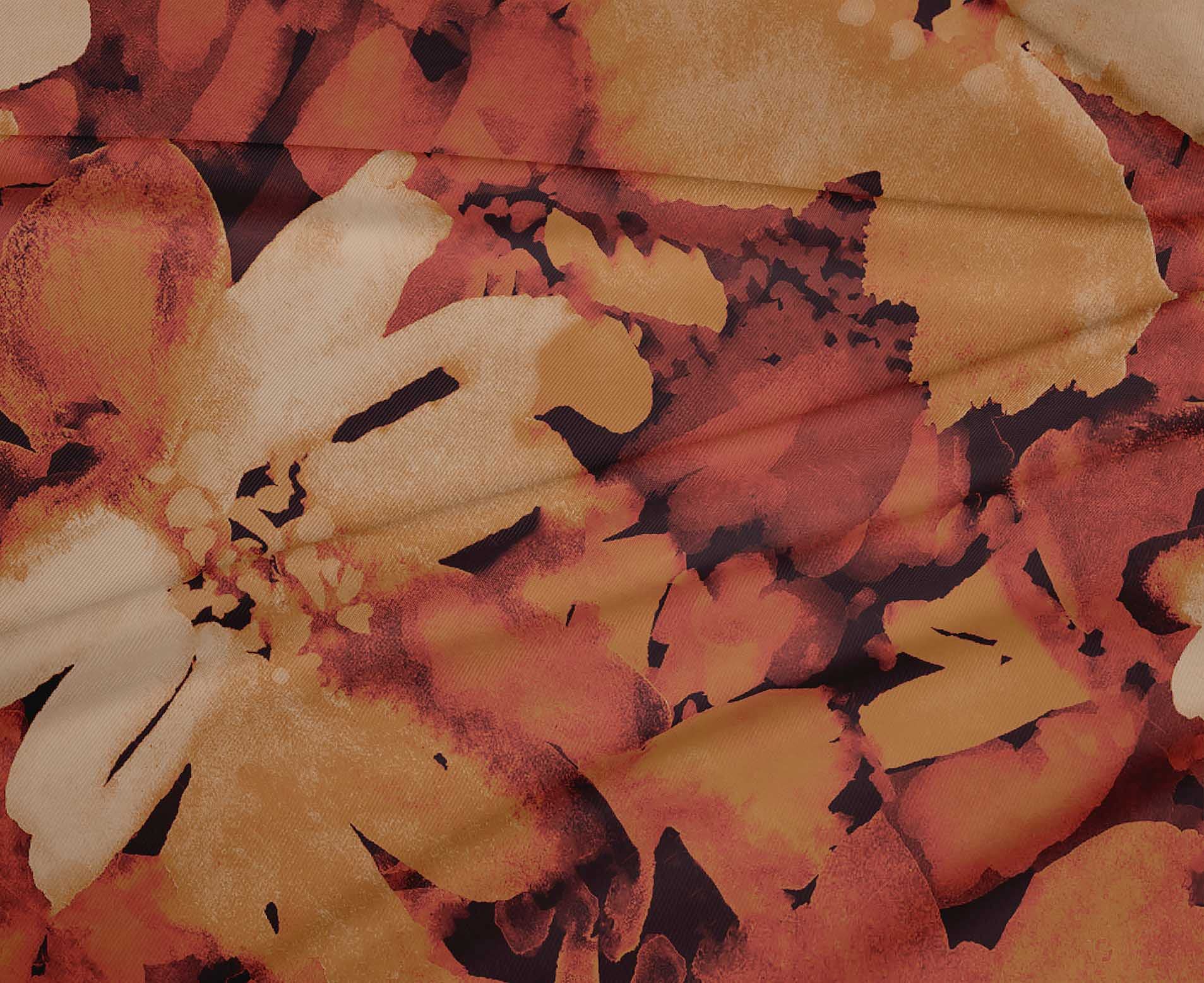 oneOone Polyester Spandex Orange Floral Printed Fabric for Sewing & Crafts - 56 Inch Wide by The Yard | Perfect for Dresses, Quilts & DIY Home Decor Projects