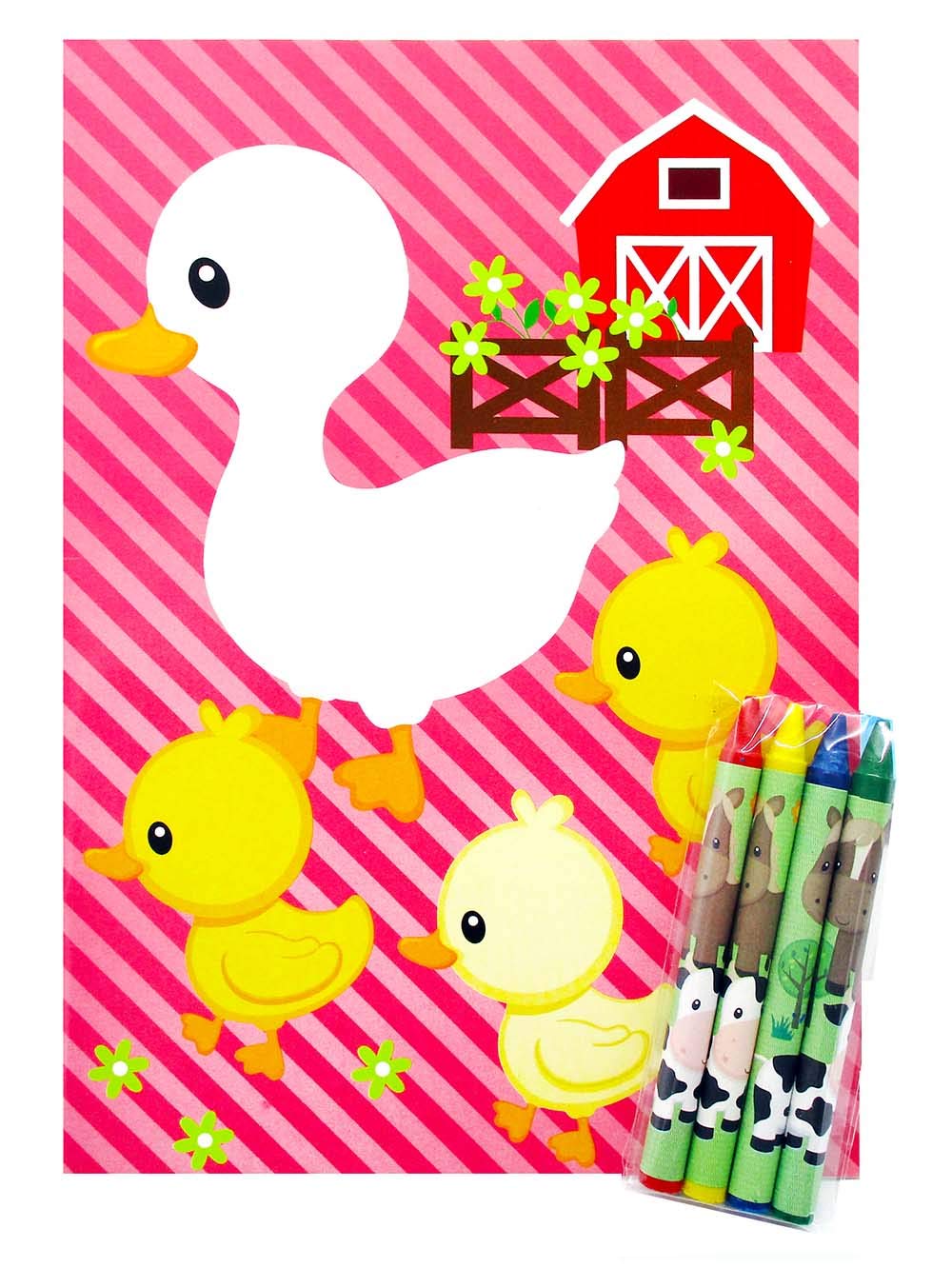 Tiny Mills Farm Animals Coloring Books with Crayons - 12 Pack Coloring Books & 48 Crayons Set | Fun Barnyard Party Favors, Kids Birthday Gifts, Classroom Activities, Favor Bag Fillers, Farm Animal Themed Party Supplies