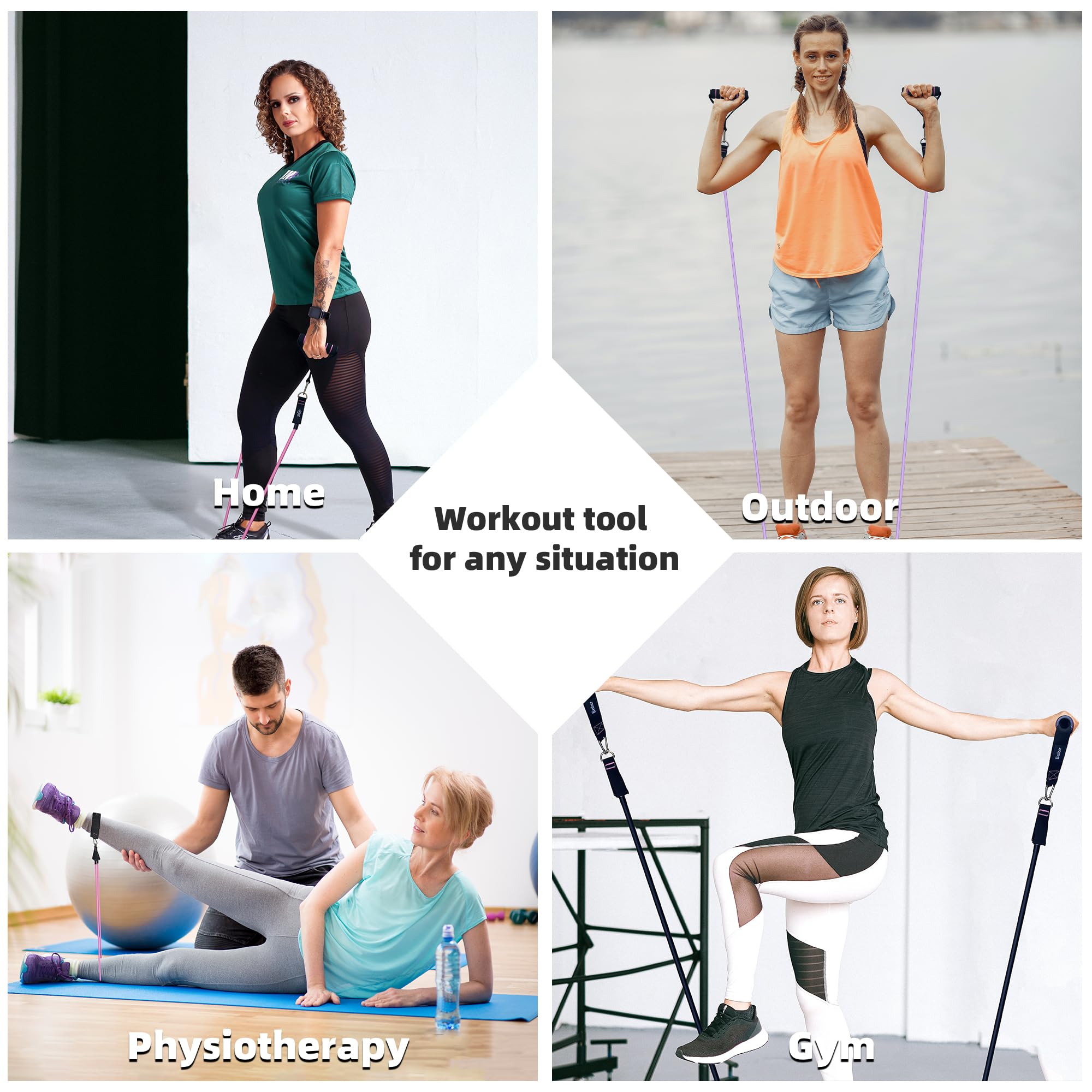 Besloor Resistance Band Set with Handles, Door Anchor & Ankle Strap - Full Body Workout Equipment for Home Gym - Includes Fitness Poster & Video Guide - Perfect for Strength Training, Yoga, and Physical Therapy