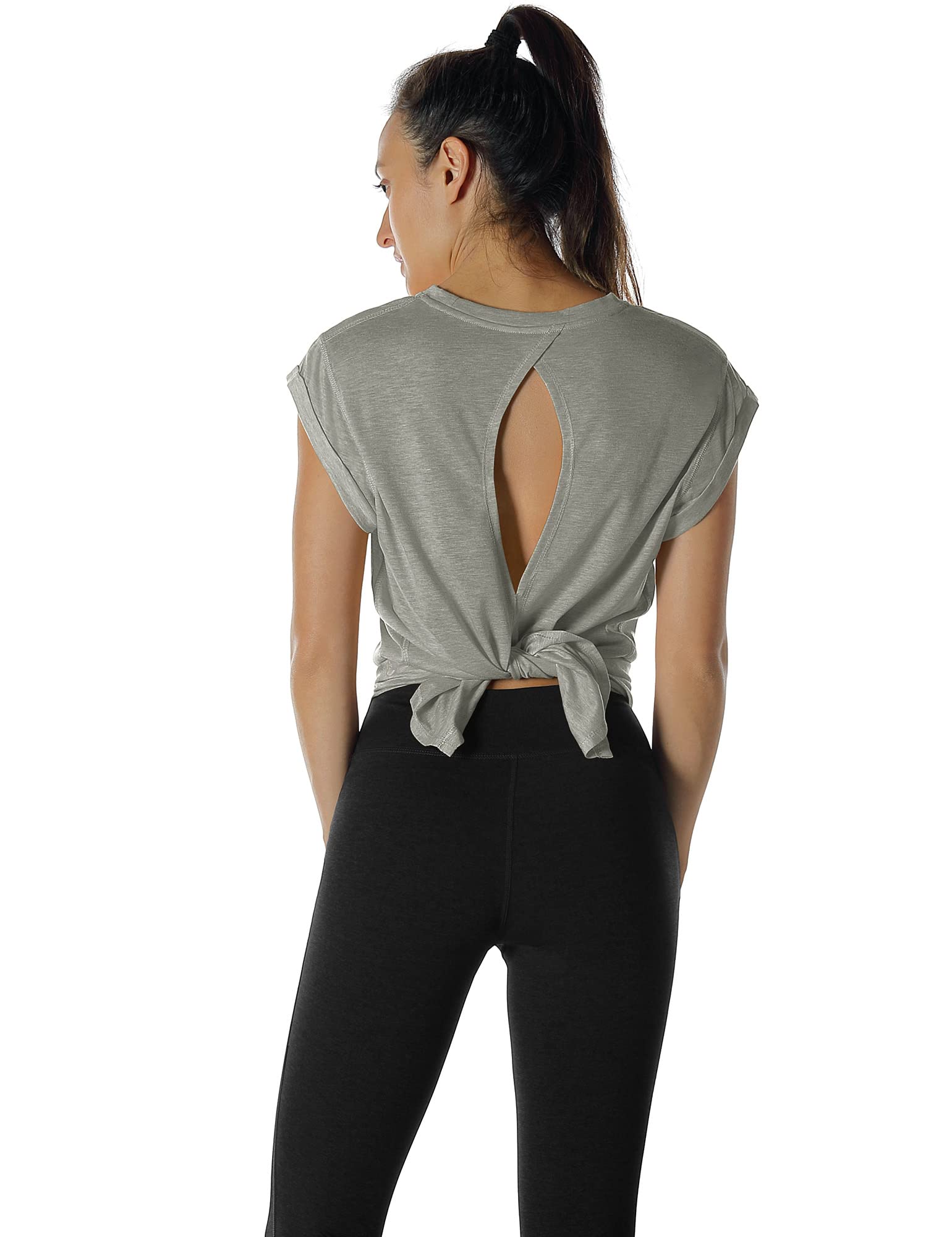 Icyzone Open Back Workout Top for Women - Breathable Yoga T-Shirt & Activewear Exercise Shirt - Perfect for Gym, Yoga, Running & Fitness Training