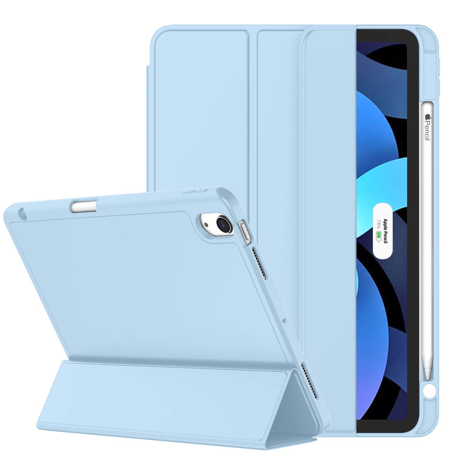 ZryXal iPad Air 11 Inch Case for M3 2025 & M2 2024 Models, Compatible with iPad Air 5th/4th Gen 2022/2020 10.9 Inch - Auto Wake/Sleep & Touch ID Support - Protective Cover for Work, School & Travel (Sky Blue)