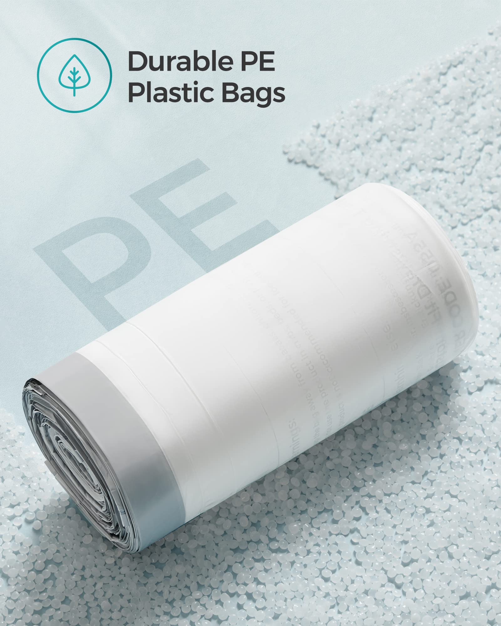 SONGMICS 12-14.5 Gallon Trash Bags, 40 Count Drawstring Garbage Bags for Kitchen, Bathroom & Office - White (UKRB055A01) - Durable Waste Bin Liners with Secure Closure