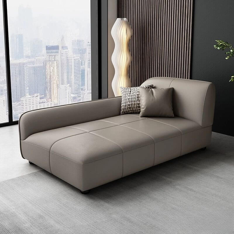 Modern Waterproof Solid Color Chaise Lounge Sleeper Chair with Flared Arm - Right Arm Facing Chaise for Living Room, Bedroom, or Office Relaxation