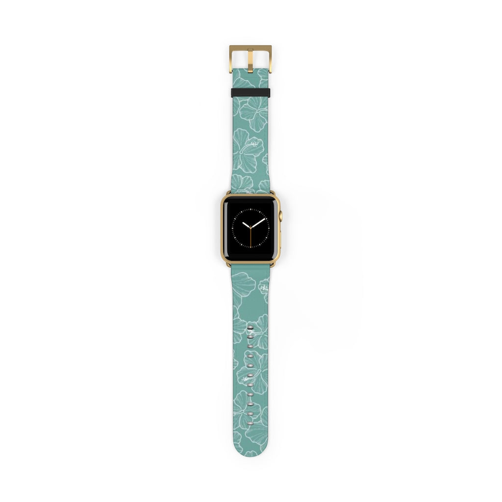 Premium Teal Hibiscus Watch Band - Stylish & Durable Replacement Strap for Apple Watch, Fitbit & Samsung - Perfect for Workouts, Casual Wear & Outdoor Activities