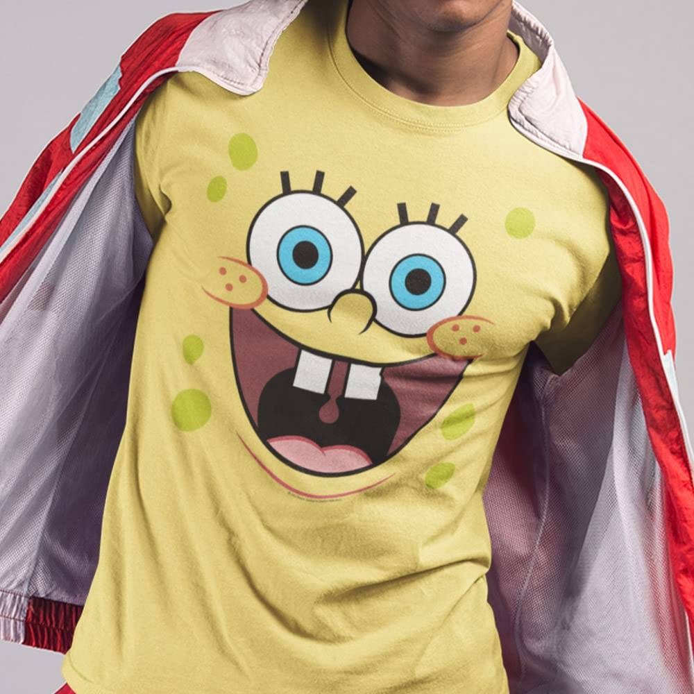 SpongeBob SquarePants Official Licensed Yellow Big Face Graphic T-Shirt for Men & Women - Soft Cotton Short Sleeve Tee - Perfect for Casual Wear, Cosplay & Cartoon Lovers (Medium)