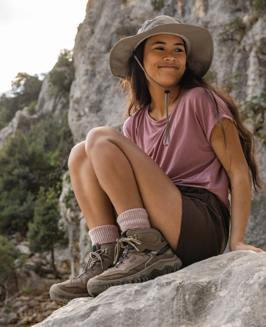 Women's KEEN Targhee IV Wide Waterproof Hiking Boots - Brindle/Nostalgia Rose | Lightweight & Durable for Outdoor Adventures, Trail Hiking & Backpacking