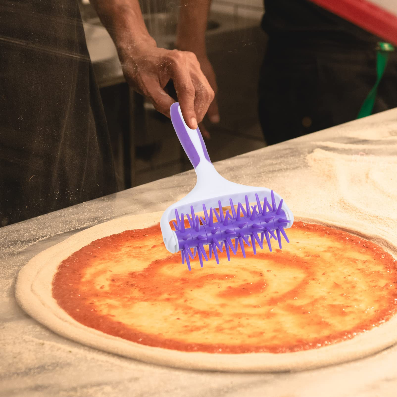 Hemoton 1pc Purple Plastic Pizza Dough Roller with Hole Punch - Pizza Wheel, Dough Sheeter, Pastry Roller for Bread, Cookies & Cakes - Essential Baking Utensil for Perfect Pizza Crust & Pastries - Ideal for Home Bakers & Professional Kitchens