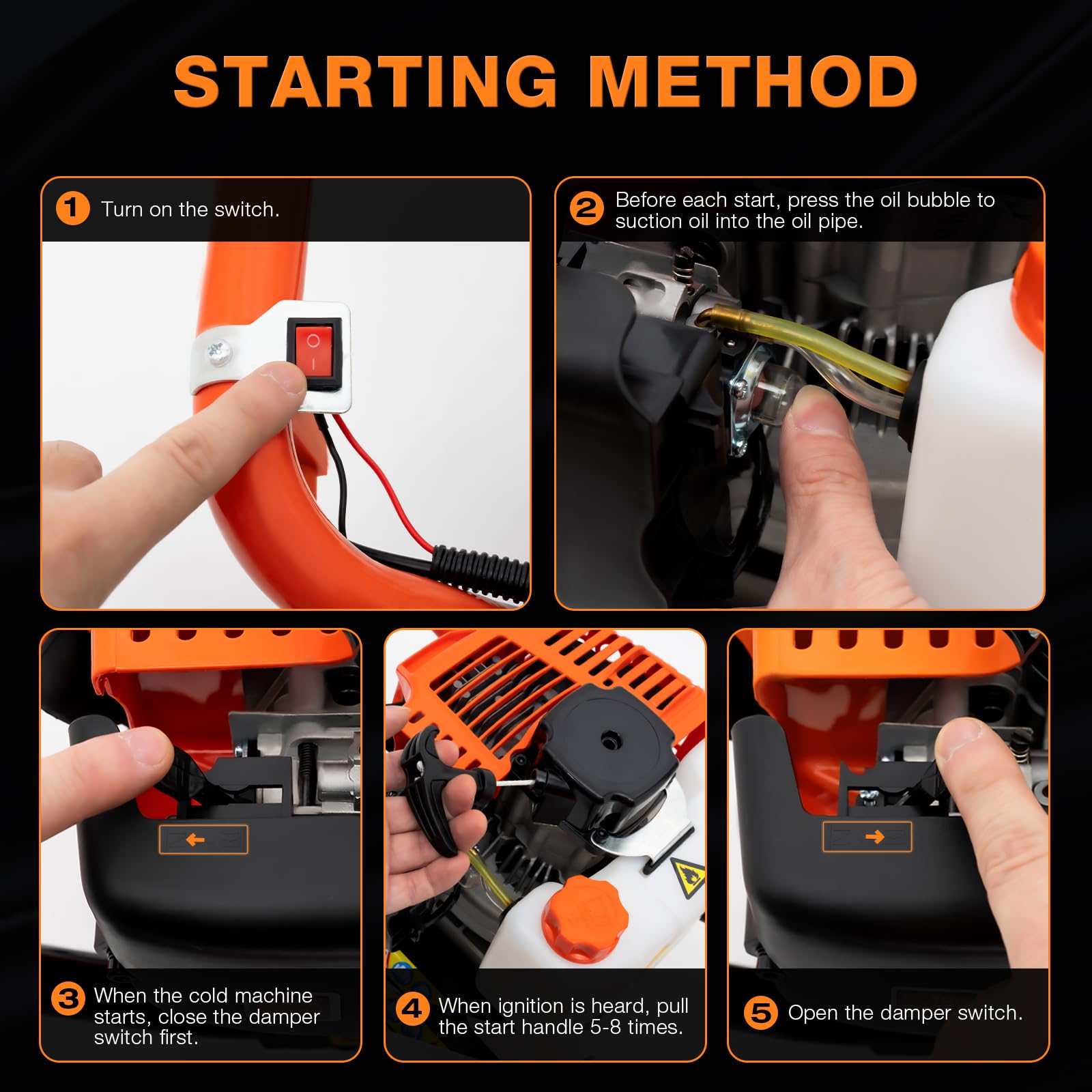 52CC 2-Stroke Gas Powered Post Hole Digger - Heavy Duty Ground Drilling Machine Kit with 4