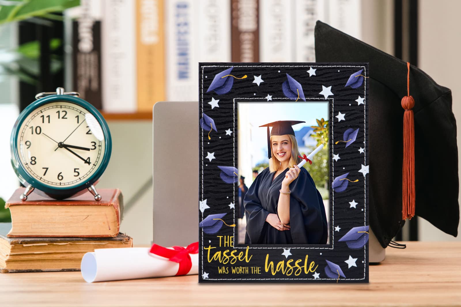 WhatSign 2025 Graduation Picture Frame - 4x6 Wood High School Graduation Photo Frame with Personalized Engraving | Perfect Graduation Gift for Daughter, Son, Granddaughter, Grandson | Display Graduation Memories in Living Room, Bedroom or Office Decor