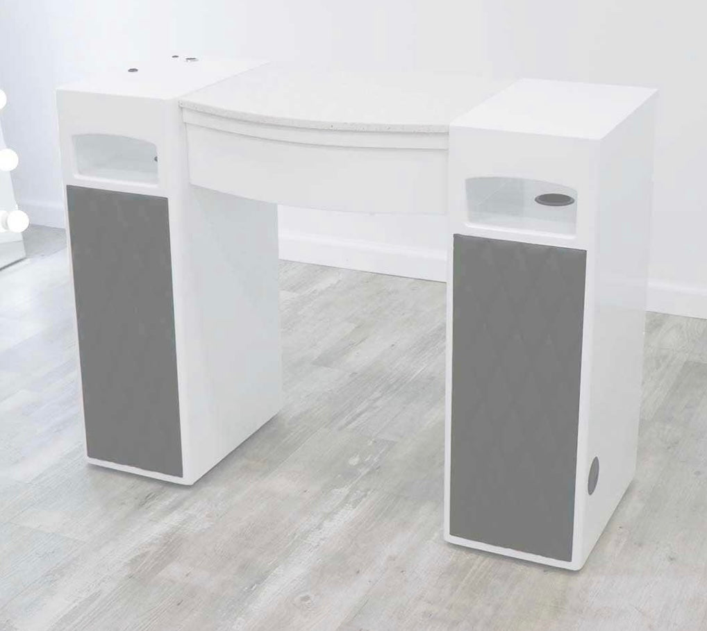 Professional Diamond White Manicure Table for Nail Salons & Home Spa - Portable Nail Technician Table with Storage & Adjustable Height