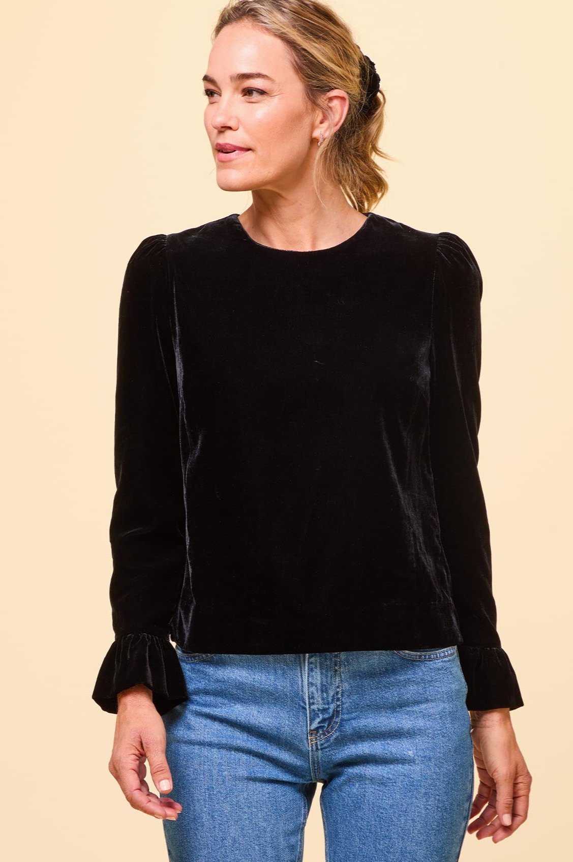 Victoria Velvet Top for Women - Soft & Elegant Black Blouse for Party, Dinner & Date Night