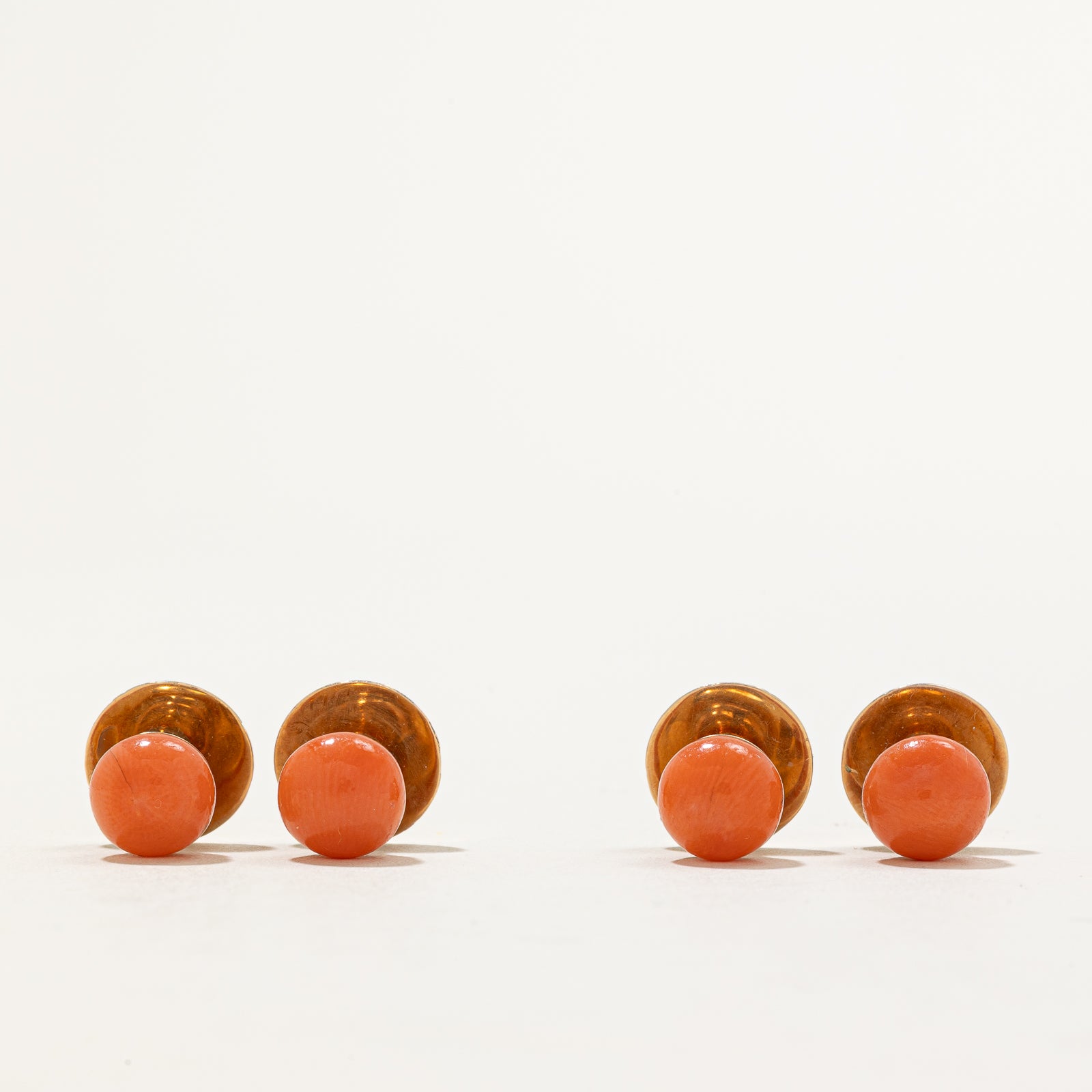 Victorian Style Solitaire Coral Cufflinks Set - 34.00 Carat Total Weight | Elegant Dress Shirt Accessories for Weddings & Formal Events