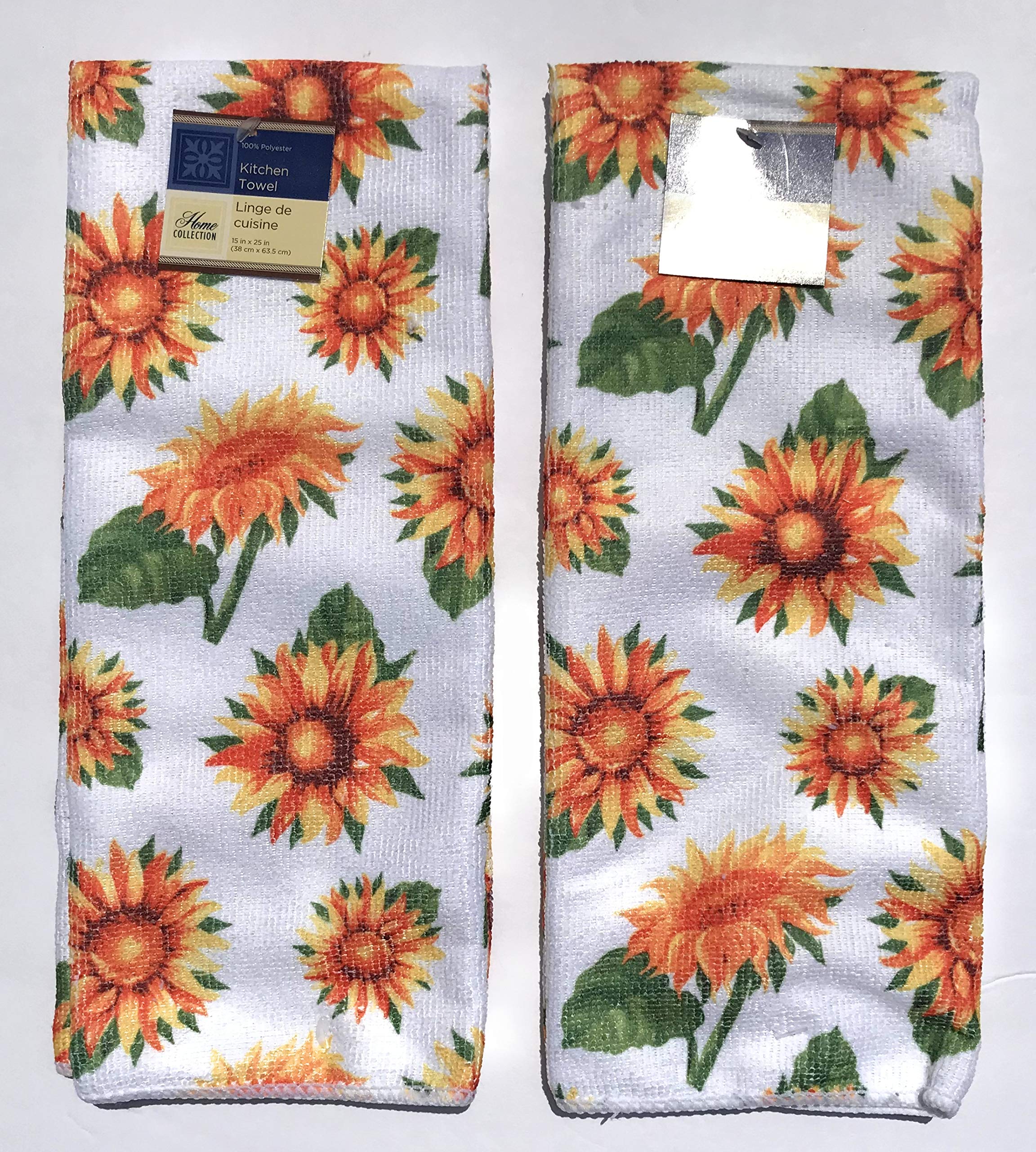 Premium 2-Pack Sunflower Printed Kitchen Towels - Absorbent & Durable for Cooking, Cleaning & Decor - Home Collection