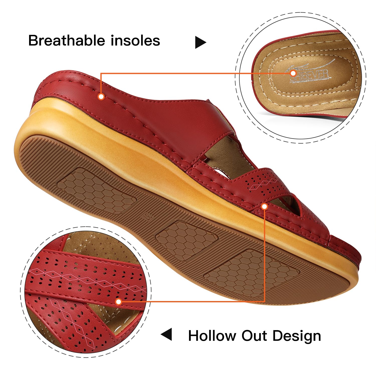 SHIBEVER Women's Comfortable Orthopedic Wedge Sandals - Slip-On Platform Sandals for Walking, Travel & Summer Outfits
