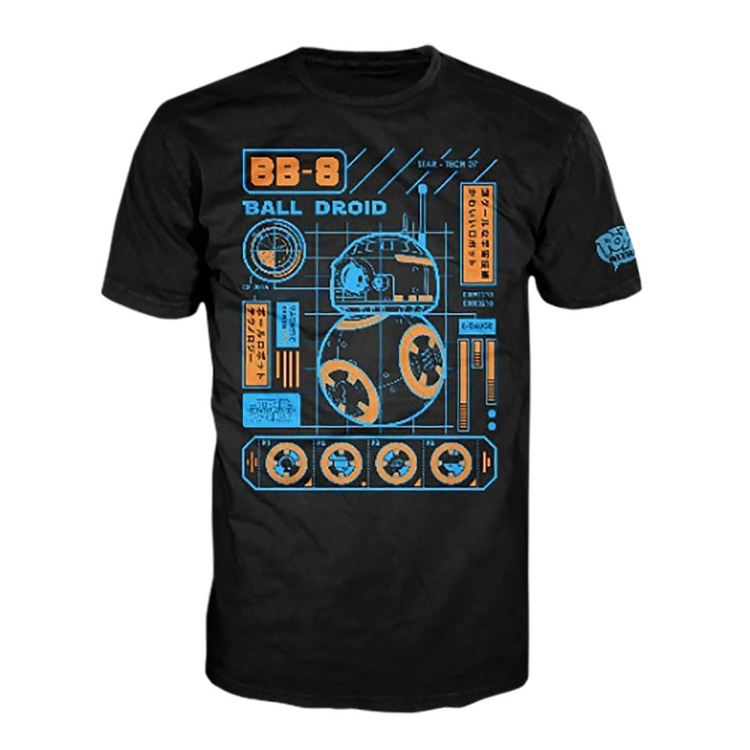 Funko Pop! Star Wars BB-8 Blueprint Men's T-Shirt - Officially Licensed Episode 7 Merchandise - Perfect for Fans, Cosplay & Everyday Wear