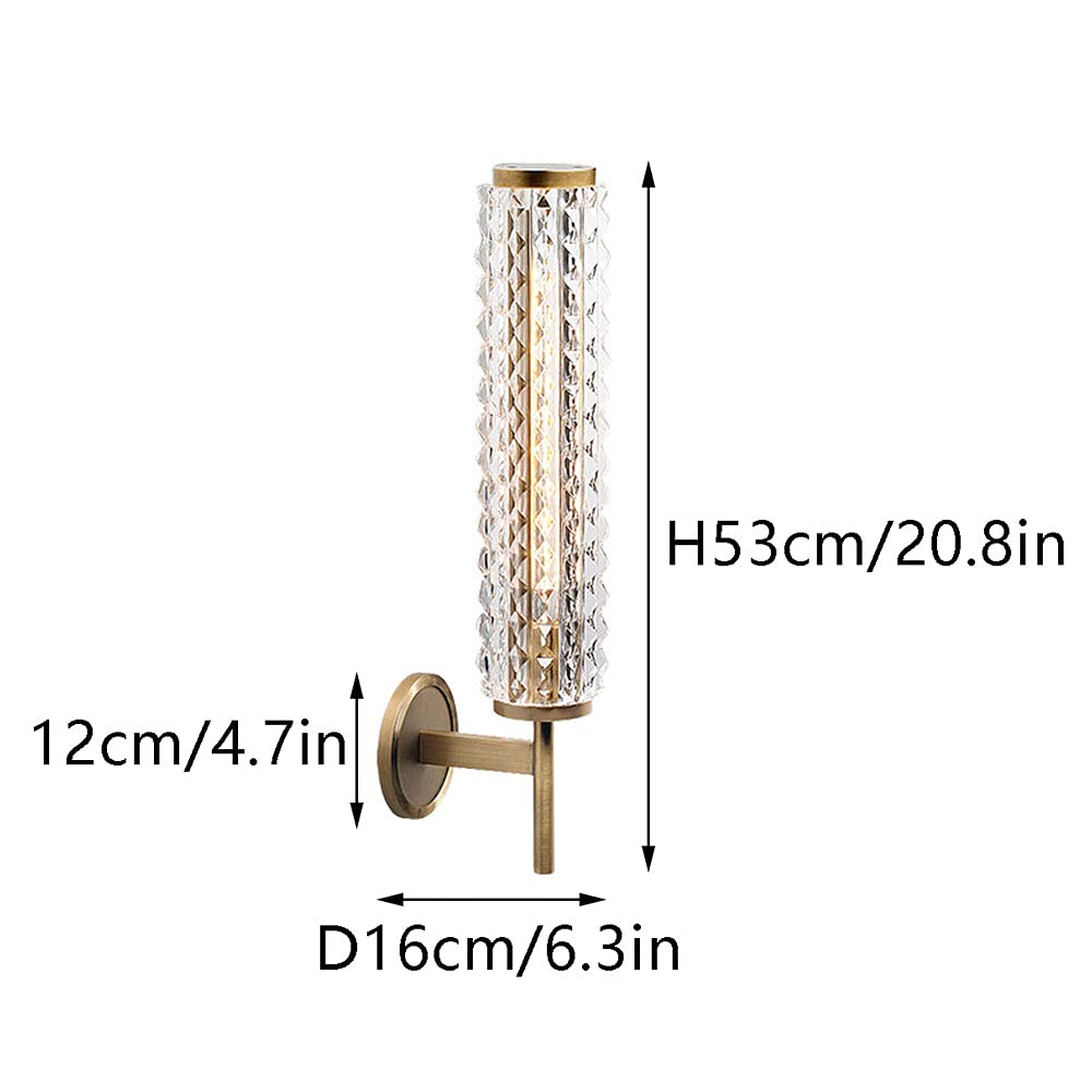 Nordic Style Glass Crystal Wall Sconce Lighting Fixture - Gold E14 Geometric Semi-Flush Mount Lamp for Living Room, Bedroom, Hallway & Hotel Decor | Modern Wall Lighting for Ambient & Accent Illumination