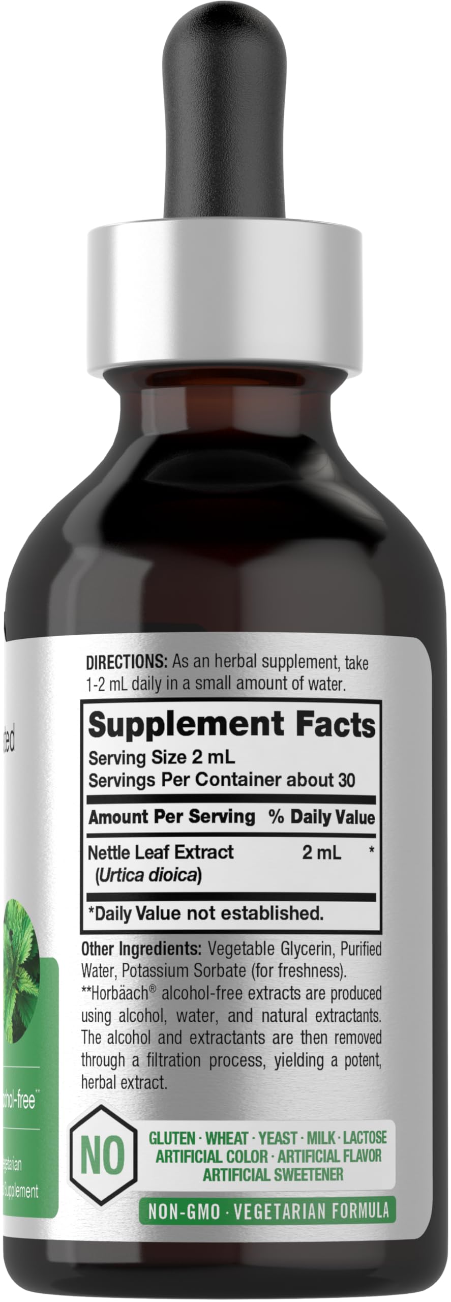 Horbäach Nettle Leaf Extract Drops 2 fl oz | Alcohol-Free Vegetarian Liquid Supplement | Non-GMO, Gluten-Free Herbal Tincture | Supports Immune & Urinary Health | Perfect for Daily Wellness & Natural Detox