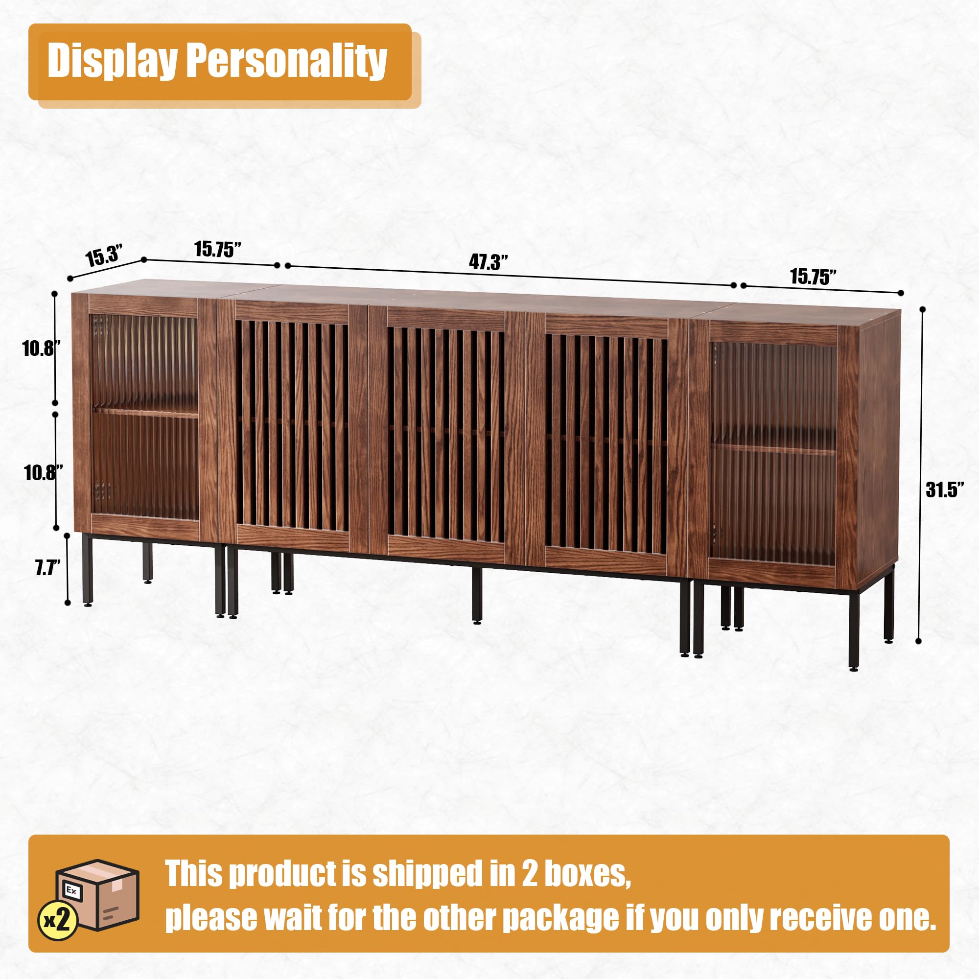 Rustic Farmhouse TV Stand for 85 Inch TVs - Solid Wood Entertainment Center with Storage Cabinets & Glass Doors - Media Console for Living Room, Bedroom, Home Theater - Espresso Brown Finish - Perfect for Modern & Traditional Home Decor