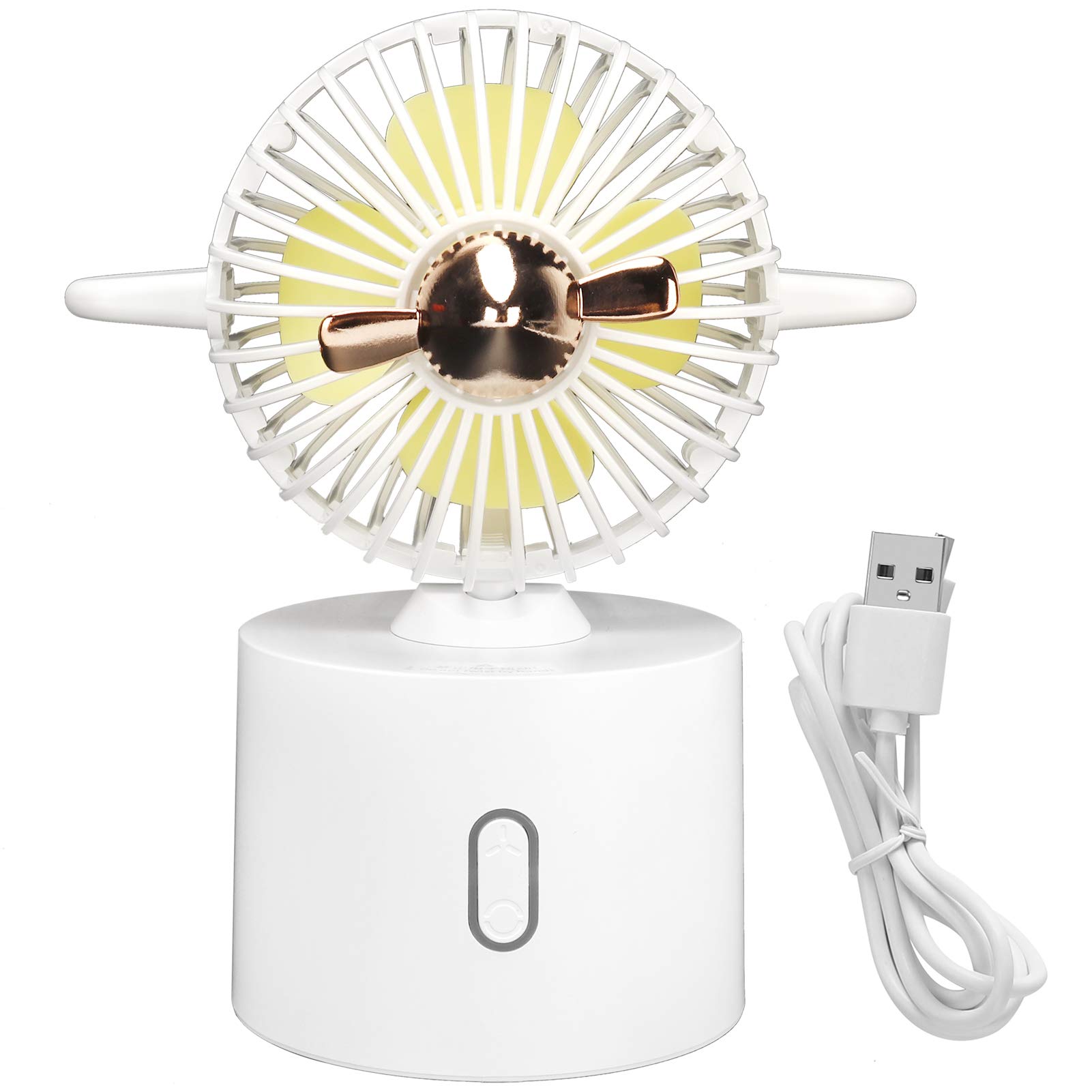 Portable USB Desk Fan - Mini Electric Cooling Fan with Oscillation for Home, Office & Travel - Handheld Desktop Table Fan, Airplane USB Charging Fan - Perfect Summer Gift (White) - Stay Cool at Work, Home & On-the-Go