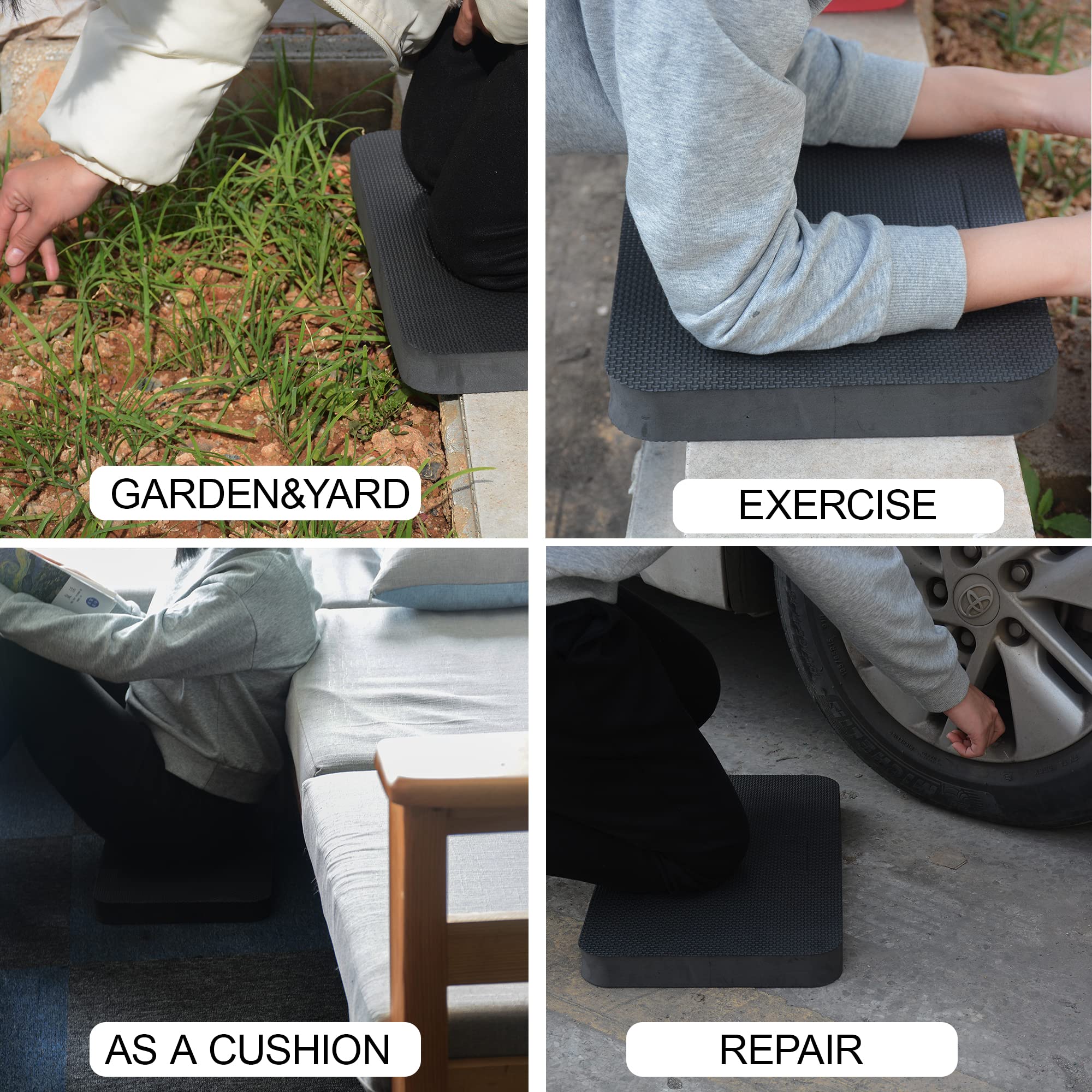 2pcs Premium Thick Kneeling Pad - 18x11 Inch Soft EVA Knee Pads for Gardening, Baby Bath & Floor Protection - Comfortable Outdoor Cushions for Women, Seniors & Kids - Ideal for Gardening, Bath Time & Home Cleaning (Black)