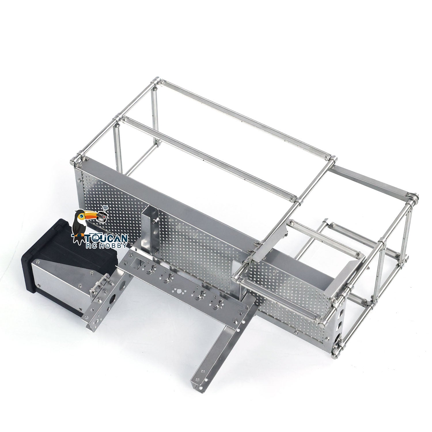 1/14 Scale Metal 3-Axle Hydraulic RC Dump Semi Trailer - Remote Control Tractor Truck Accessory - Unpainted DIY Assembly Simulation Car Model for Construction Site Play & Collectors Display