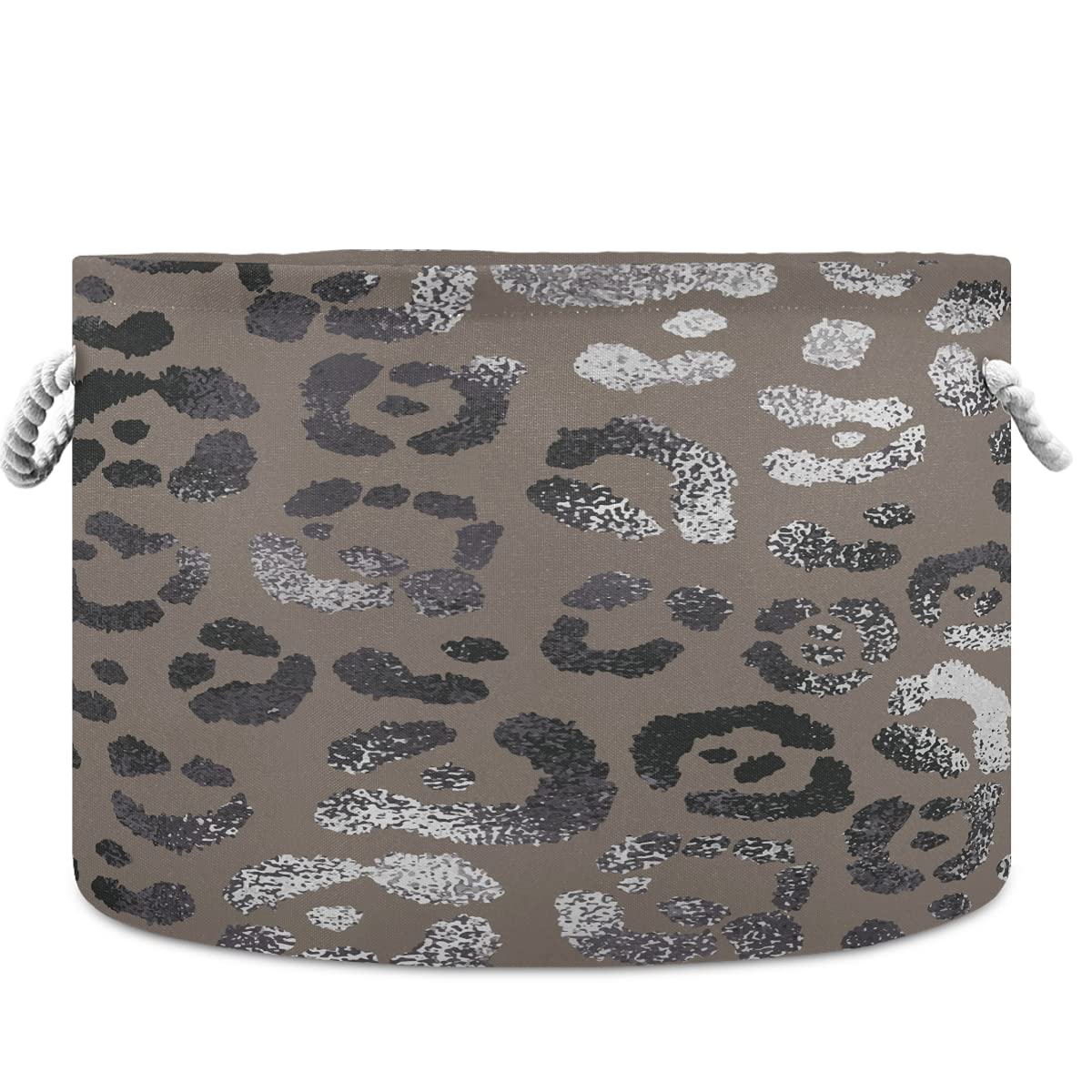 Visesunny Leopard Print Collapsible Fabric Storage Basket - Foldable Laundry Hamper with Foil Effect for Clothes, Toys & Organizing | Perfect for Bathroom, Bedroom, Nursery, Closet & Office Storage Solutions