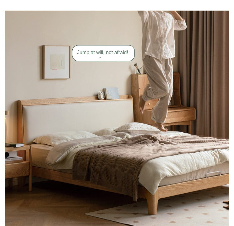 Solid Oak Wood Modern Minimalist Bed Frame - Durable & Stylish for Bedroom, Guest Room, or Studio Apartment