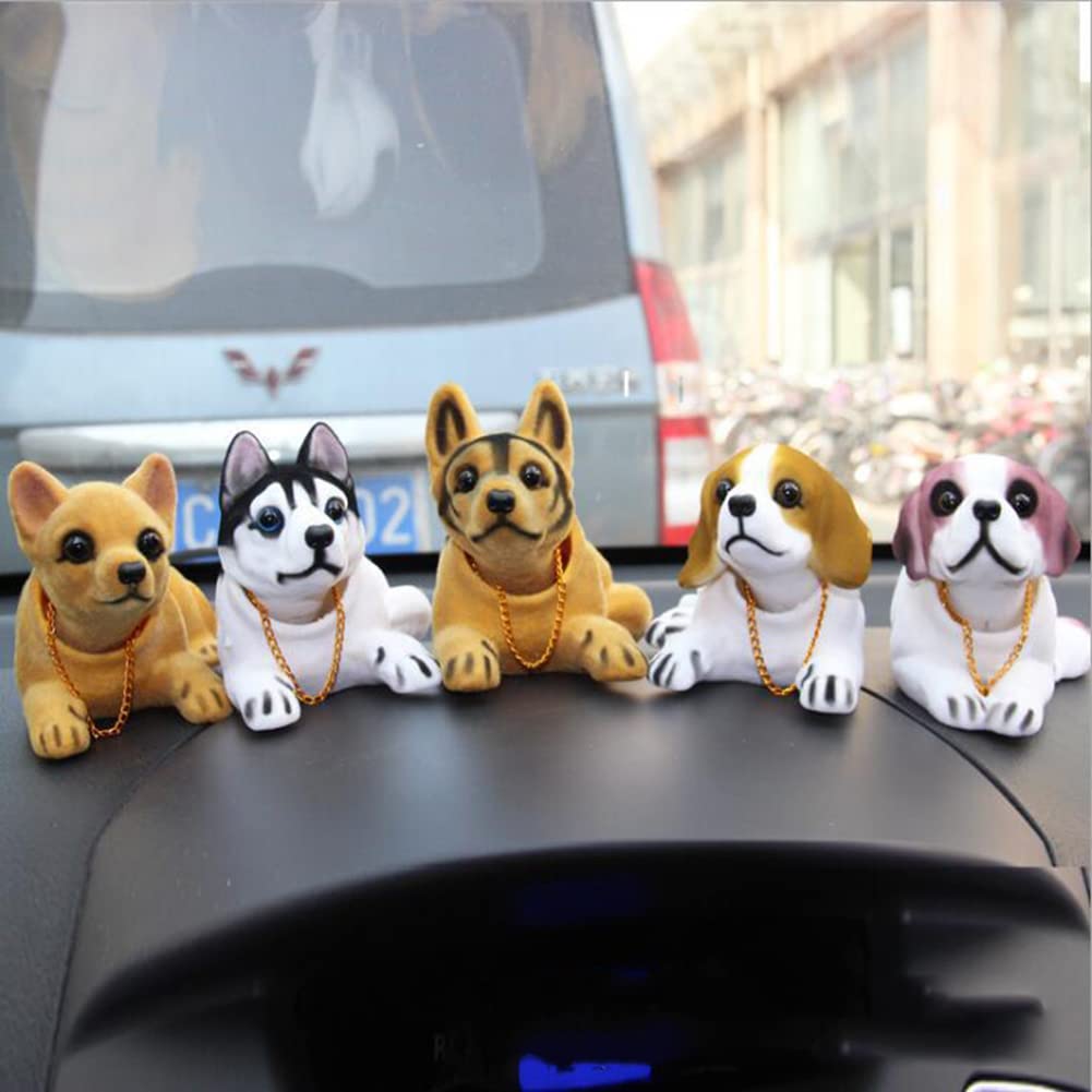 SEADEAR Nodding Dog Car Dashboard Decorations - Cute Resin Dog Ornament for Car, Desk & Office - Fun Dashboard Accessories for Pet Lovers & Car Enthusiasts (Perfect Gift for Dog Owners & Auto Fans)