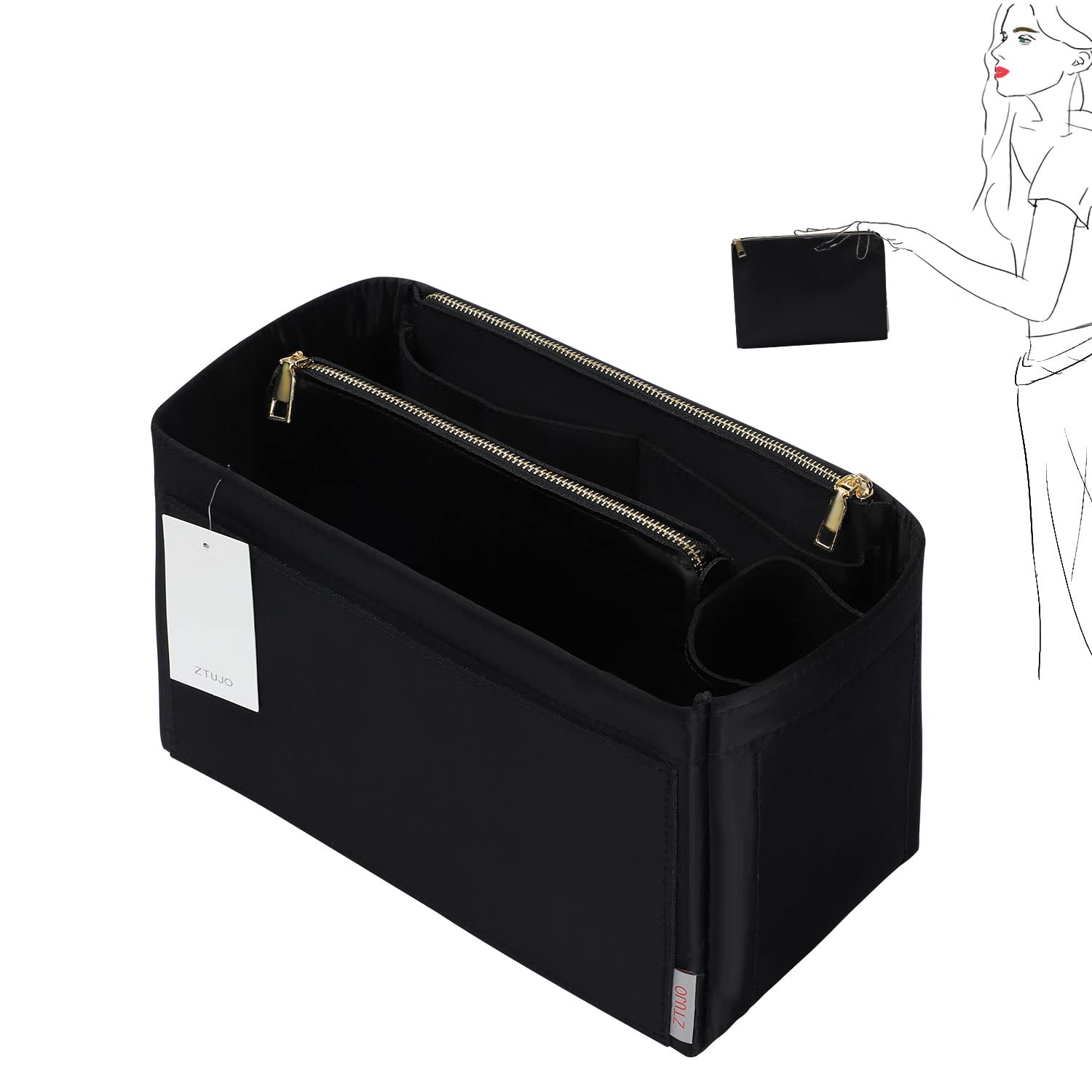 ZTUJO Felt Purse Organizer Insert for Louis Vuitton Speedy, Neverfull, Graceful & Tote Bags - Handbag Shaper & Storage Solution for Travel, Work & Daily Use