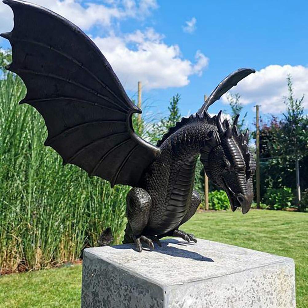 ADSE Garden Dragon Statue Fountain - Handcrafted Resin Water Feature Sculpture for Outdoor & Indoor Decor | Perfect for Patio, Yard, and Zen Garden Landscaping