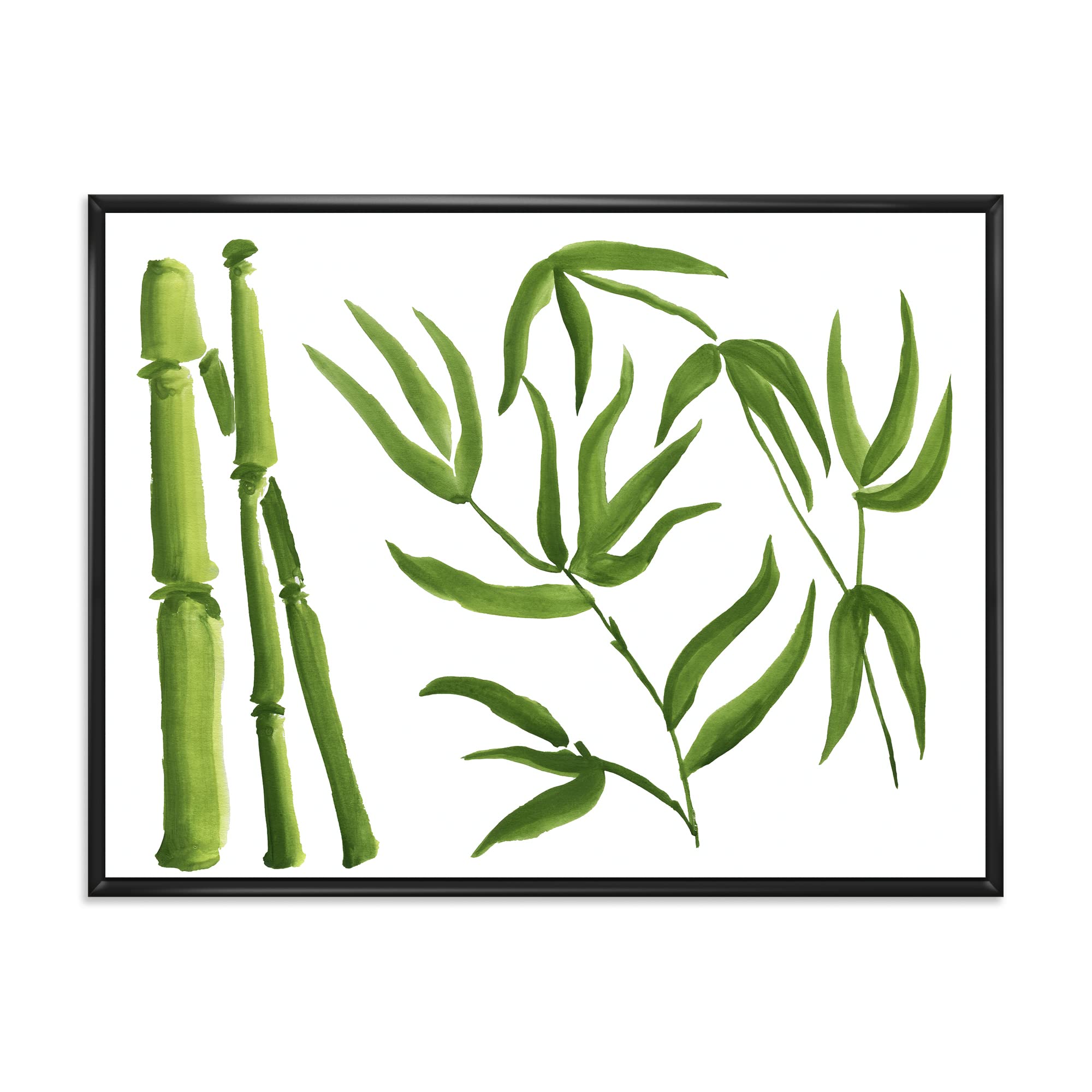 DesignQ Bamboo Branches In The Forest IV - Tropical Framed Canvas Wall Art Print for Home & Office Decor | Nature Inspired Living Room & Bedroom Wall Decor