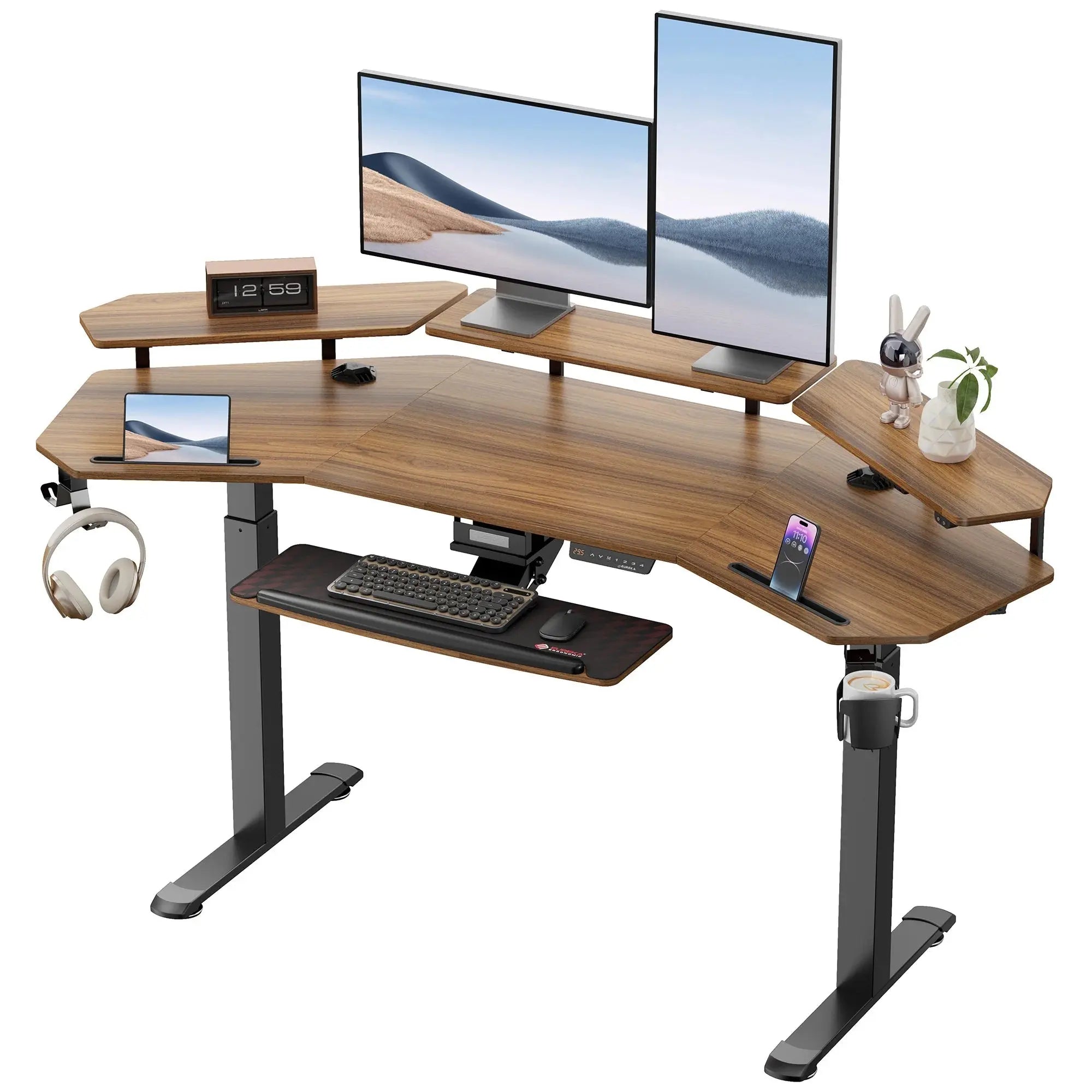 Aero Pro Wing Shaped Standing Desk 72x23 Inches - Adjustable Height Ergonomic Workstation for Home Office & Gaming Setup