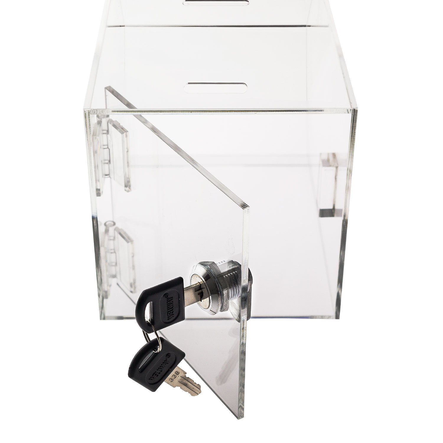 Source One Tall Penthouse Acrylic Donation Box - Clear House-Shaped Ballot Box & Tip Jar Container (1 Pack) - Perfect for Charity Events, Voting Booths & Restaurant Tip Collection