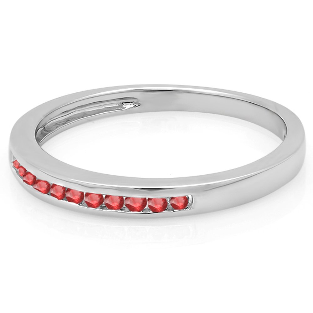 0.15 Cttw 10K Solid Gold Round Ruby Women's Anniversary Wedding Band Stackable Ring - Perfect for Bridal Jewelry, Valentine's Day Gift & Everyday Elegance