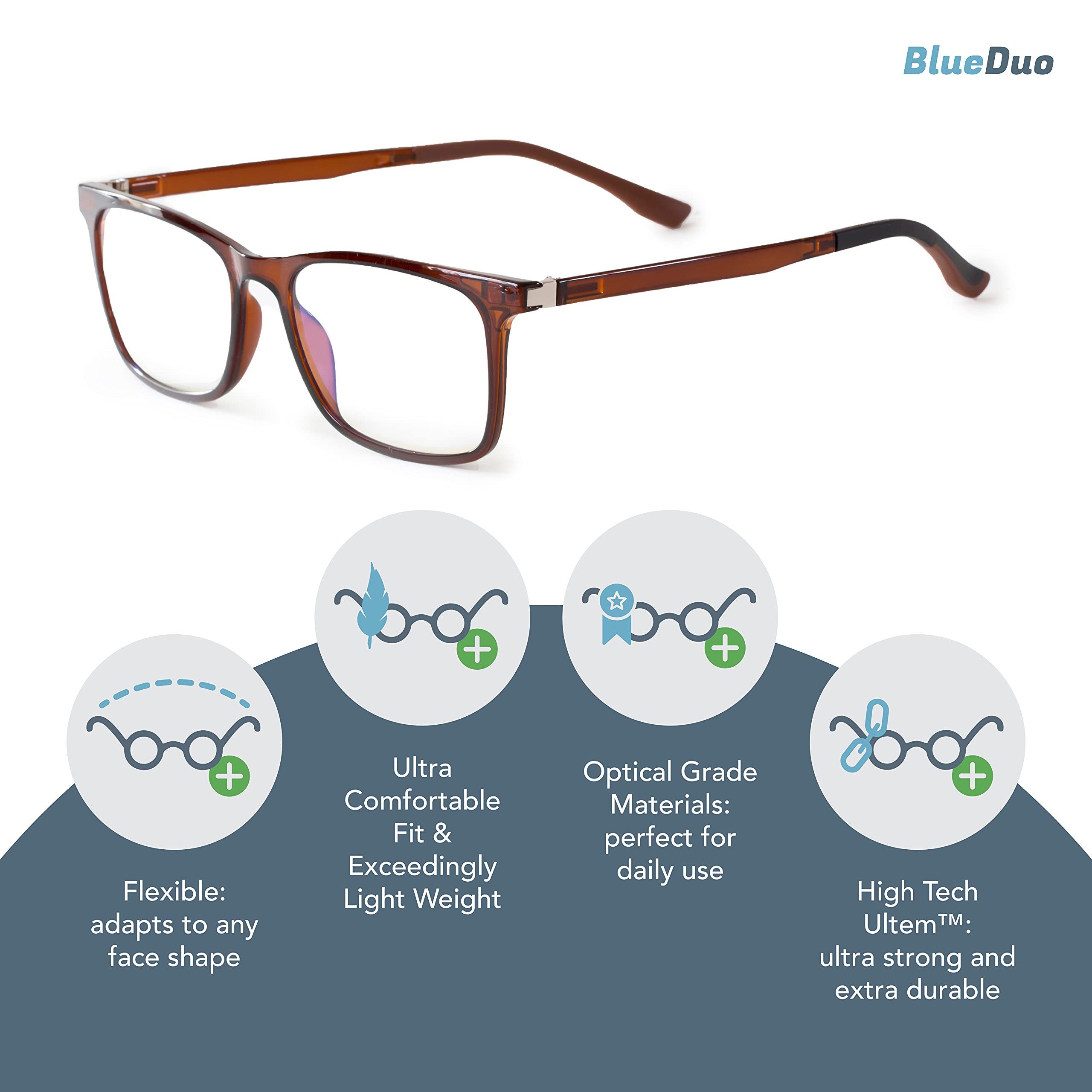 Premium Blue Light Blocking Glasses for Women & Men - Anti Glare Square Computer Glasses with Magnetic Clip-On Sunglasses for Driving, Gaming & Office Work