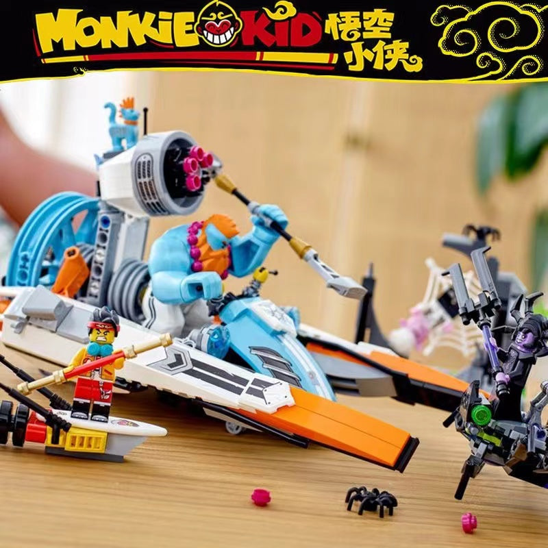 394 Pcs Monkey Kid Sandy's Speedboat Building Blocks - Creative Construction Toy for Kids, STEM Educational Gift for Boys & Girls - Perfect for Birthday, Christmas & Indoor Playtime