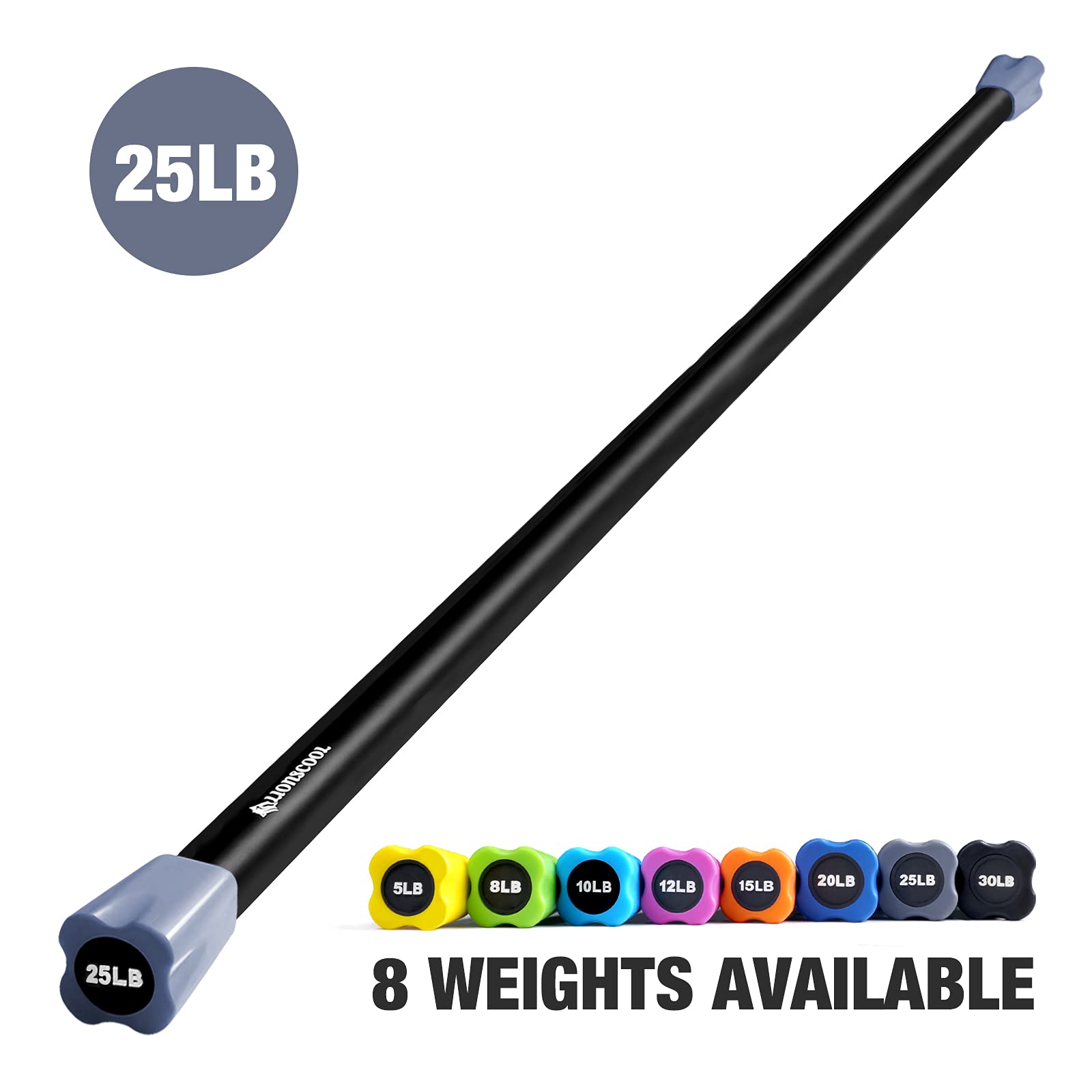 LIONSCOOL Weighted Workout Bar - Padded Exercise Weight Bar with Solid Steel Core for Strength Training, Body Sculpting & Physical Therapy | Perfect for Home Gym, Yoga, Pilates & Fitness Enthusiasts