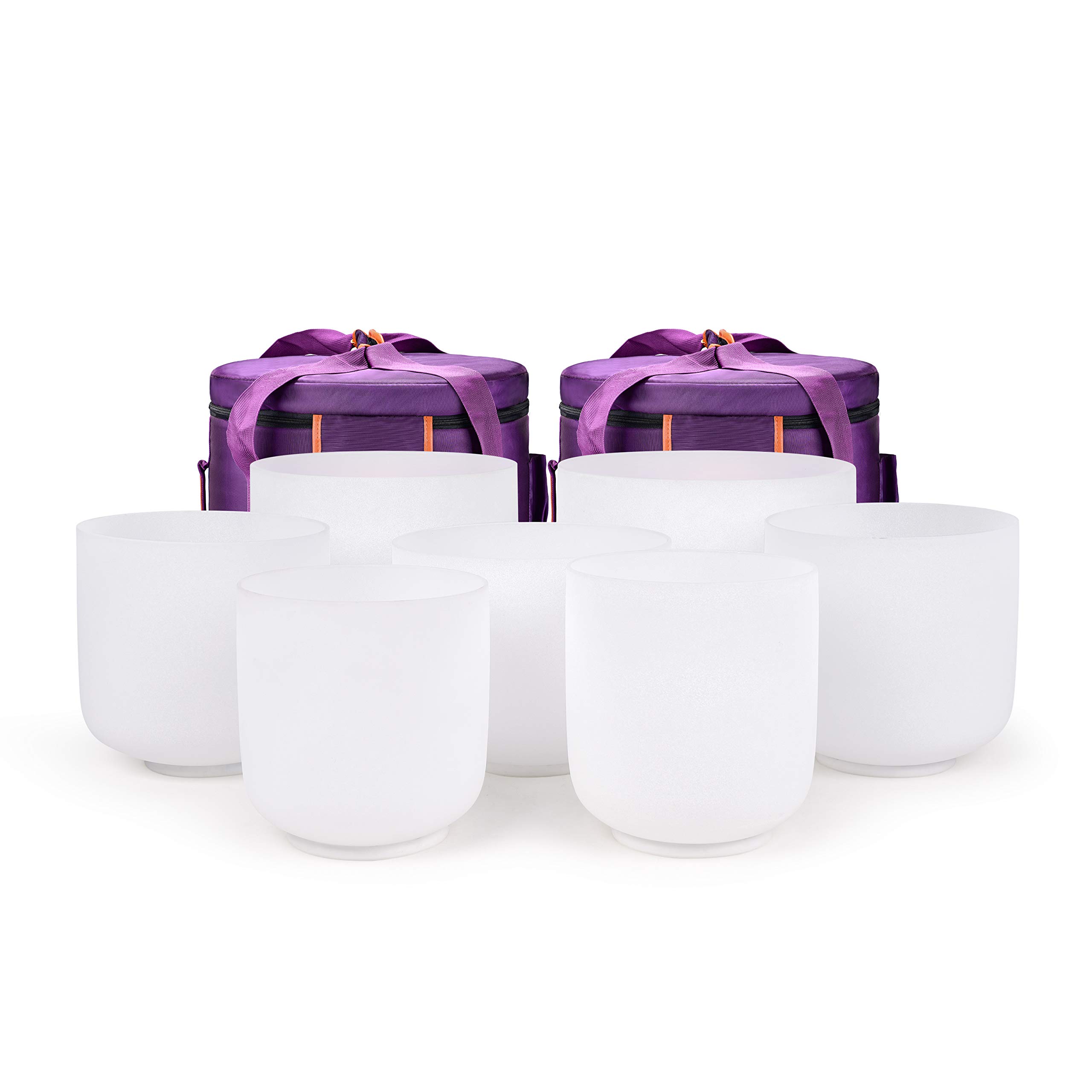 TOPFUND 7-Piece 432Hz Chakra Crystal Singing Bowl Set (6-10 Inches) with Heavy Duty Carrying Case & Mallets - Perfect for Sound Healing, Meditation, Yoga and Energy Balancing Therapy
