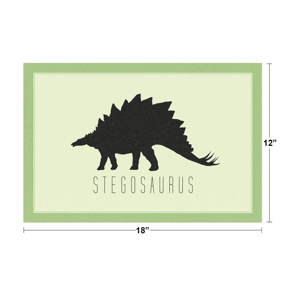 Stegosaurus Dinosaur Wall Art Print - Lime Green Dino Poster for Kids Room Decor (18x12 inches) | Perfect for Bedroom, Nursery & Playroom Wall Decor