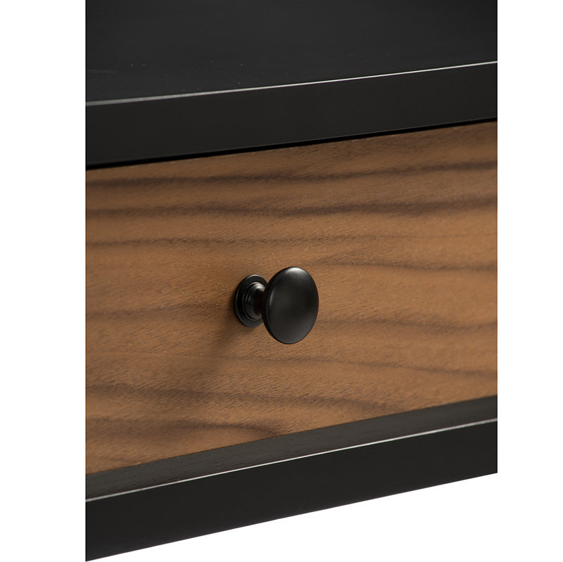 CONALL 47-Inch Study Desk with Storage - Walnut & Black Finish - Perfect for Home Office, Dorm Room, or Small Spaces