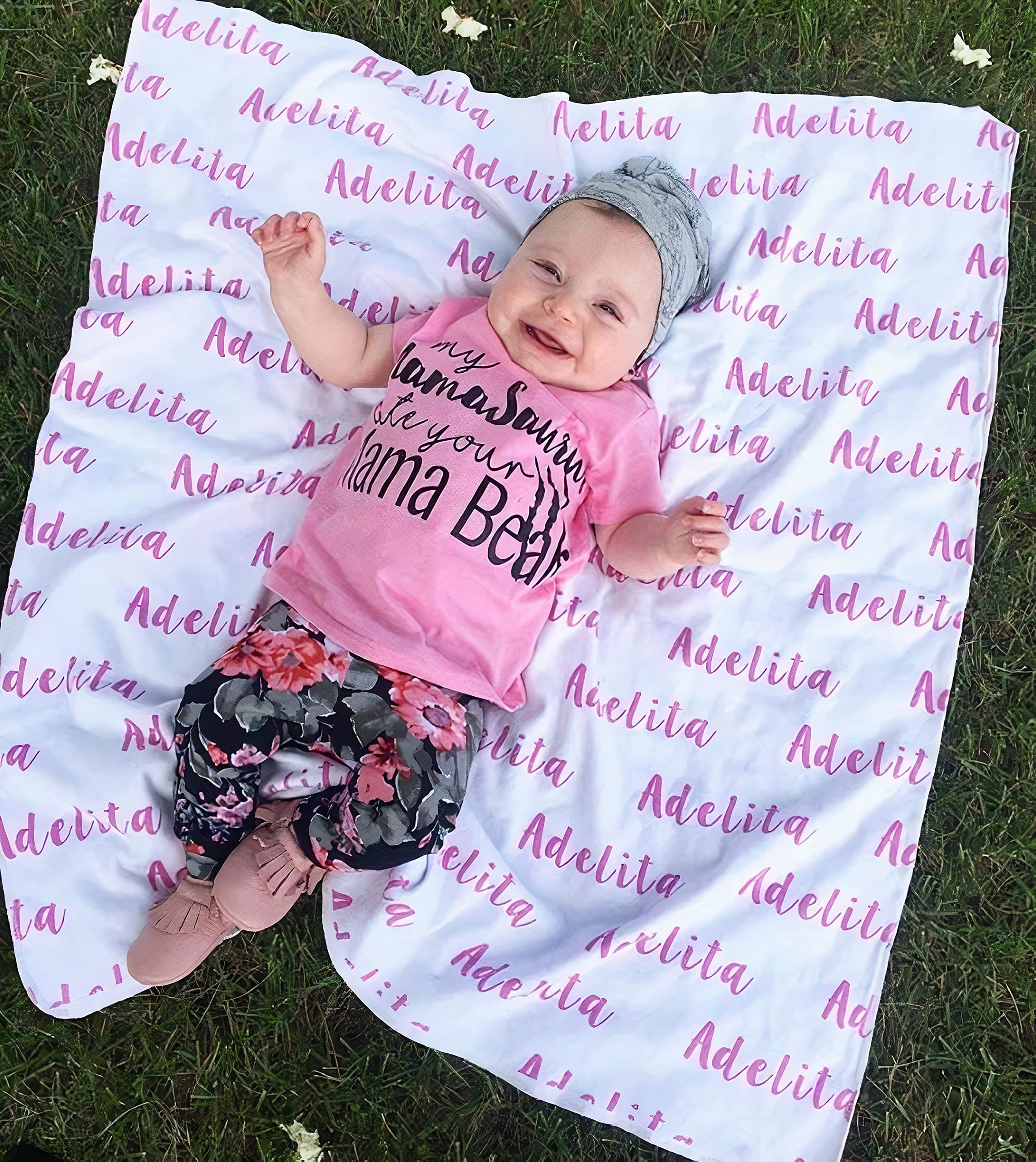 Personalized Baby Blanket with Name - Monogrammed Swaddle for Boys, Kids, and Newborns - Perfect Gift for Birthdays, Baby Showers, Mother's Day, and Nursery Decor - Adelita King MPDHG1754-MB Black