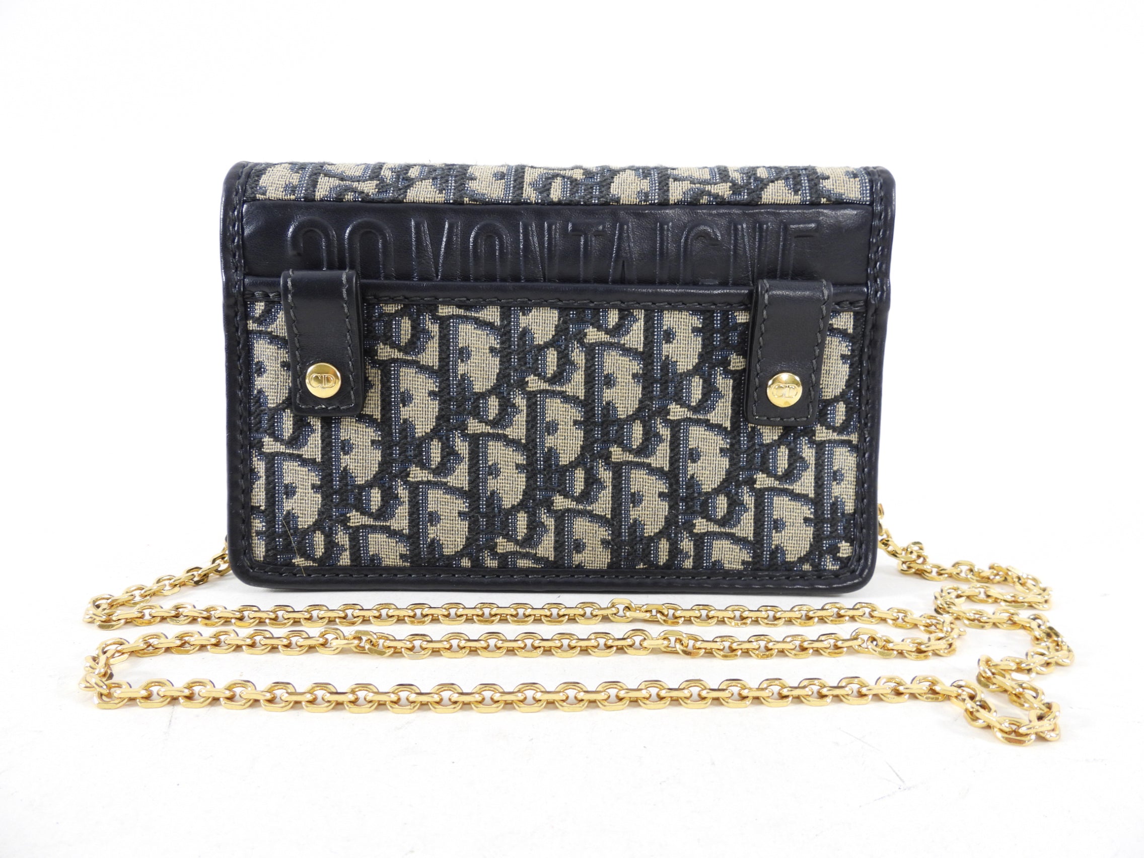 Dior Navy Oblique 2-in-1 30 Montaigne Pouch Belt Bag & Wallet on Chain - Luxury Crossbody Bag for Women, Perfect for Parties & Night Out