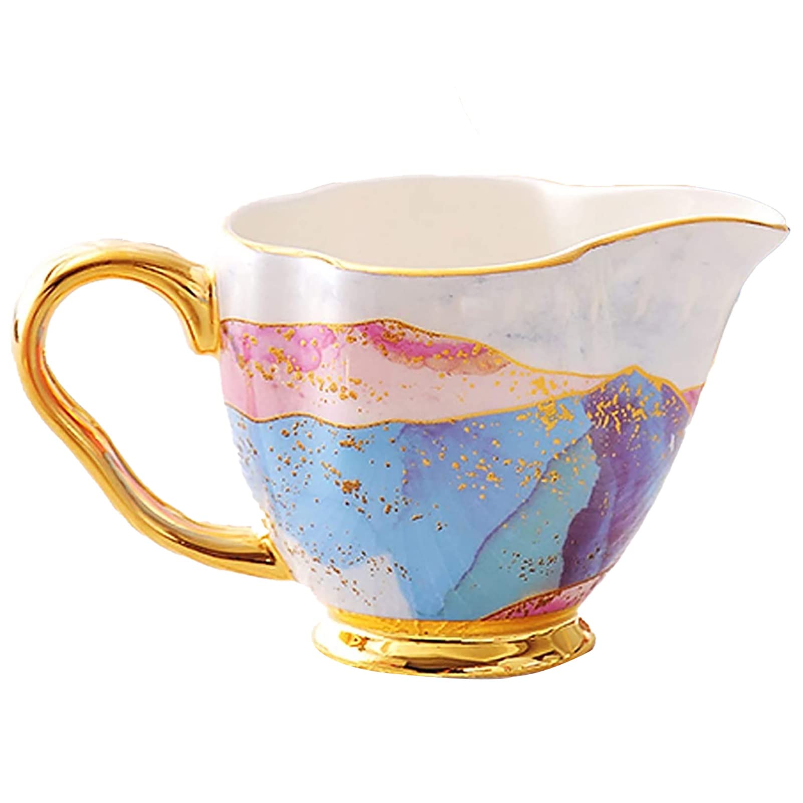 HTian Ceramic Gravy Boat & Coffee Creamer Pitcher with Handle - 5.2 oz Multi-Colored Serving Dish for Sauces, Milk, Syrups - Perfect for Home, Restaurants & Cafes (Ideal for Breakfast, Desserts & Entertaining)