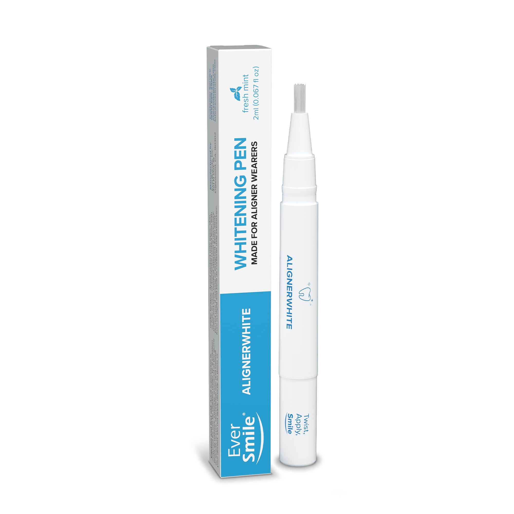 EverSmile AlignerWhite Teeth Whitening Pen – Travel Size (2ml) with Fresh Mint Flavor | Whitening Gel for Invisalign, ClearCorrect, Essix & Retainers | Perfect for On-the-Go Smile Brightening at Work, Travel & Special Events