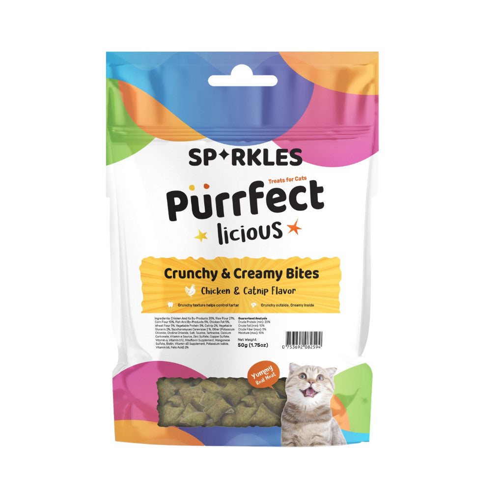Sparkles Purrfectlicious Cat Treats - Crunchy & Creamy Bites with Real Meat, 12 Natural Flavors, Freeze-Dried & Grain-Free | Perfect for Training, Rewards & Snack Time