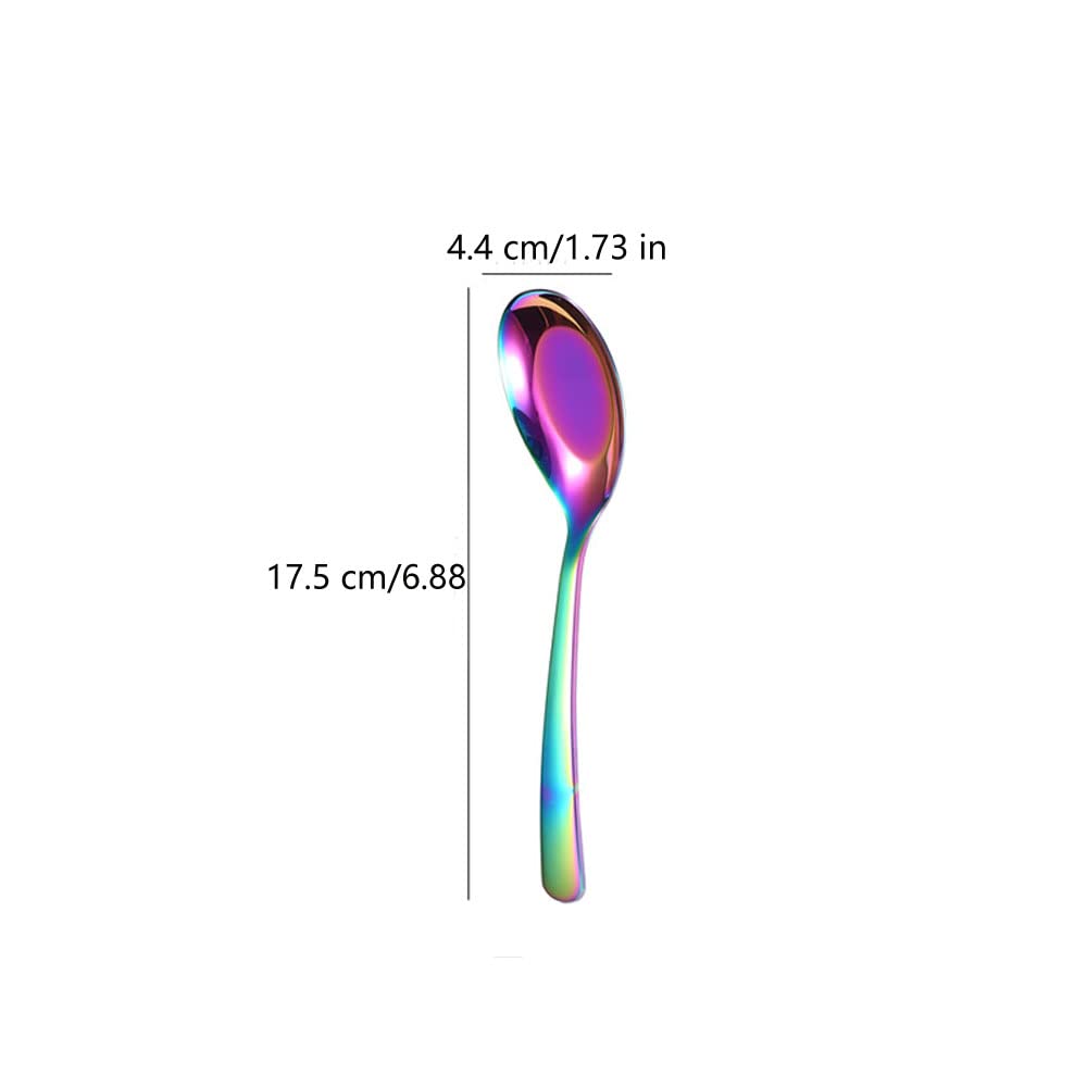 5-Piece Stainless Steel Soup Spoons Set - Mirror Finish Kitchen Serving Spoons for Dessert, Coffee, Ice Cream - Perfect for Soup, Rice, Tea, Milk & Desserts (Golden) - Ideal for Dining, Restaurants & Home Kitchen Use