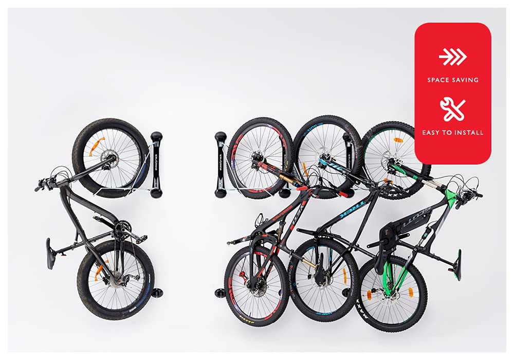 Steadyrack Bike Racks - Fat Rack - Wall Mounted Bike Storage Solution for Home, Garage, or Bike Park - Perfect for Mountain Bikes, Road Bikes, and E-Bikes - Space Saving Vertical Bike Holder for Indoor and Outdoor Use